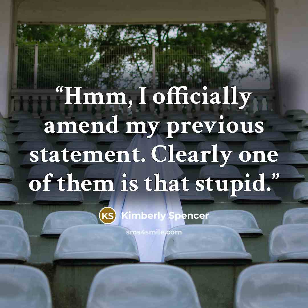 “Hmm, I officially amend my previous statement. Clearly one of them is that stupid.” quote by Kimberly Spencer