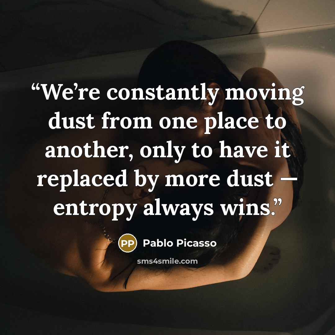 “We’re constantly moving dust from one place to another, only to have it replaced by more dust — entropy always wins.” quote by Pablo Picasso