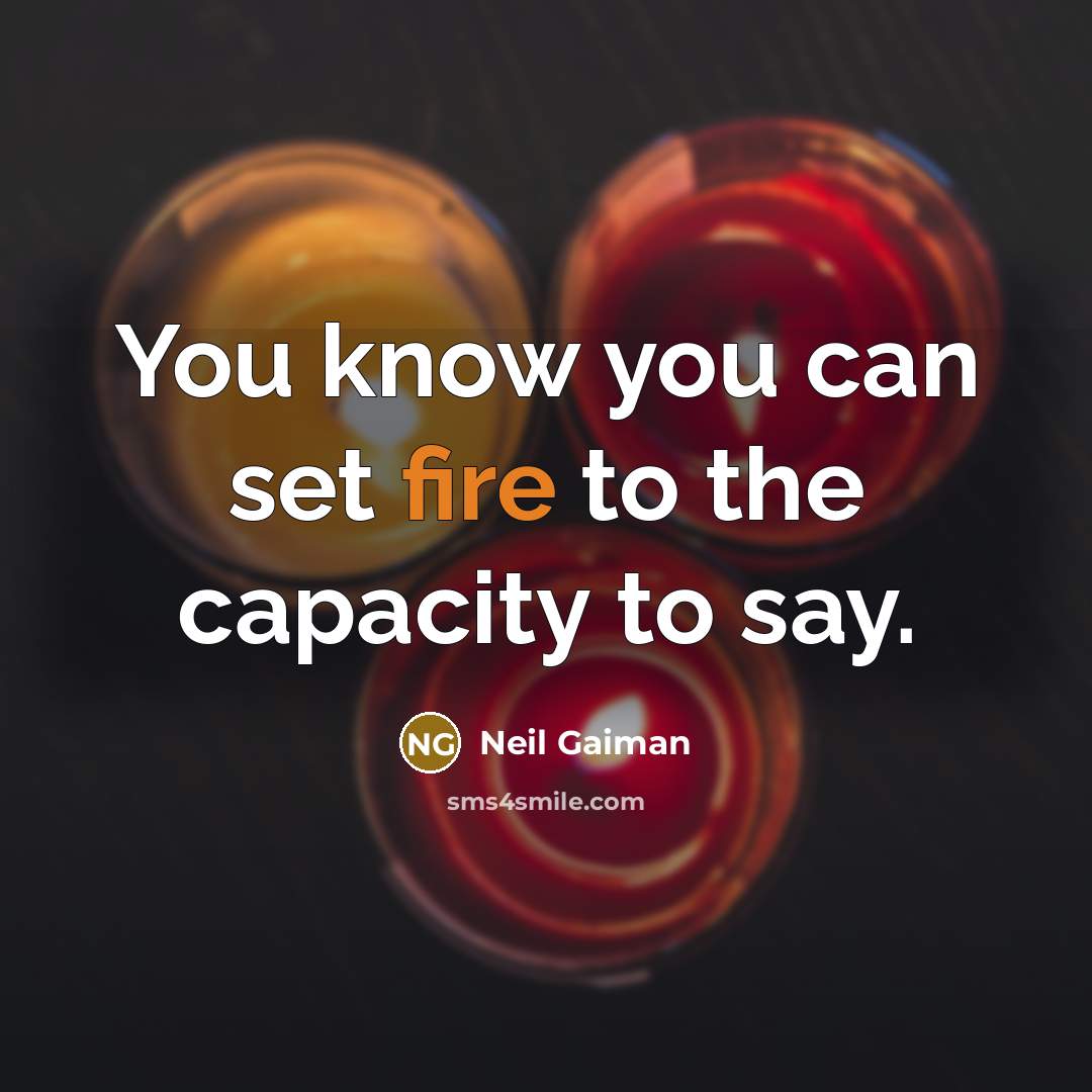 “You know you can set fire to the capacity to say.” quote by Neil Gaiman