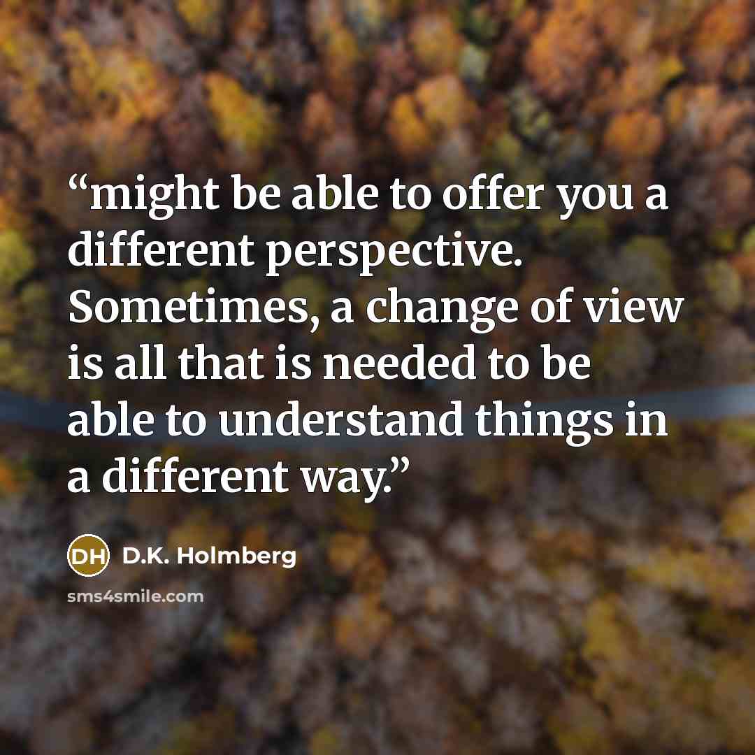 “might be able to offer you a different perspective. Sometimes, a change of view is all that is needed to be able to understand things in a different way.” quote by D.K. Holmberg
