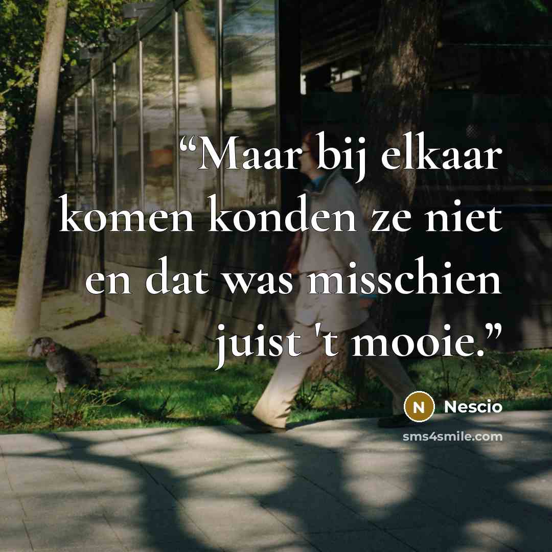 “Maar bij elkaar komen konden ze niet en dat was misschien juist 't mooie.” quote by Nescio