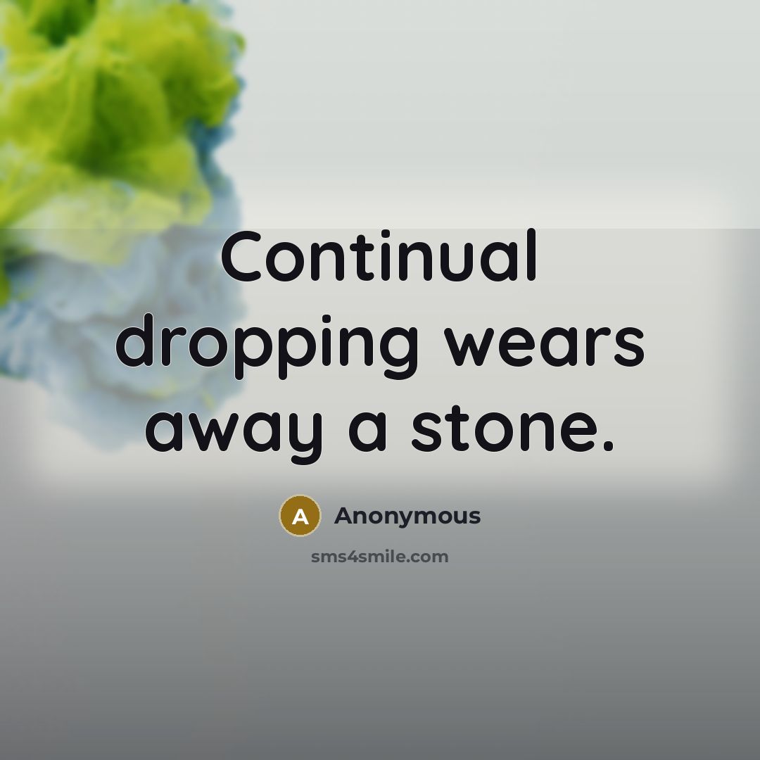“Continual dropping wears away a stone.” quote by Anonymous