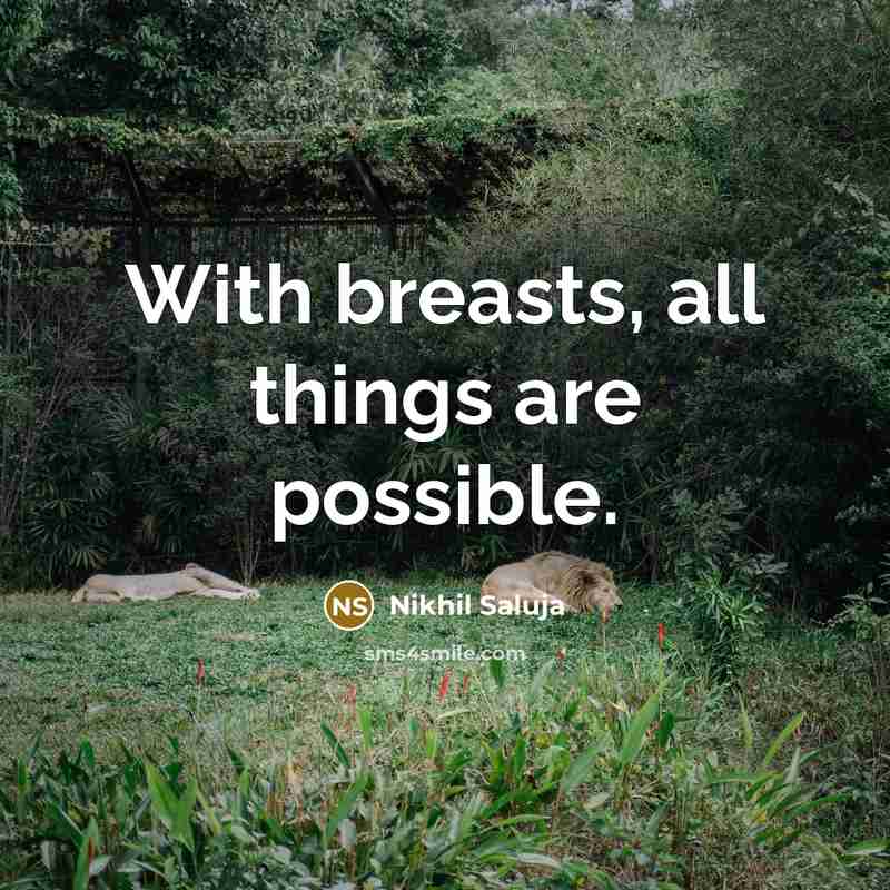 “With breasts, all things are possible.” quote by Nikhil Saluja