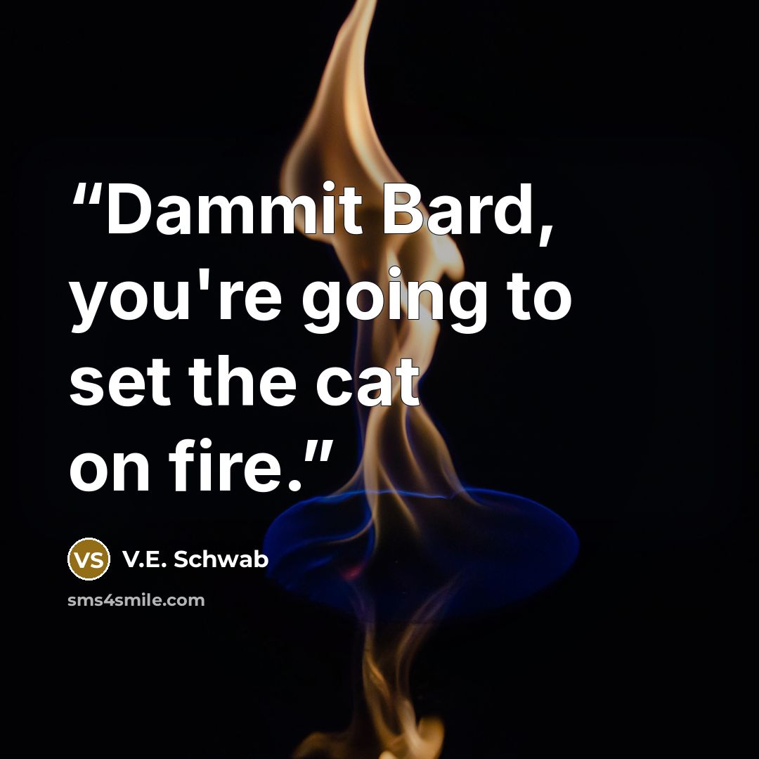 “Dammit Bard, you're going to set the cat on fire.” quote by V.E. Schwab