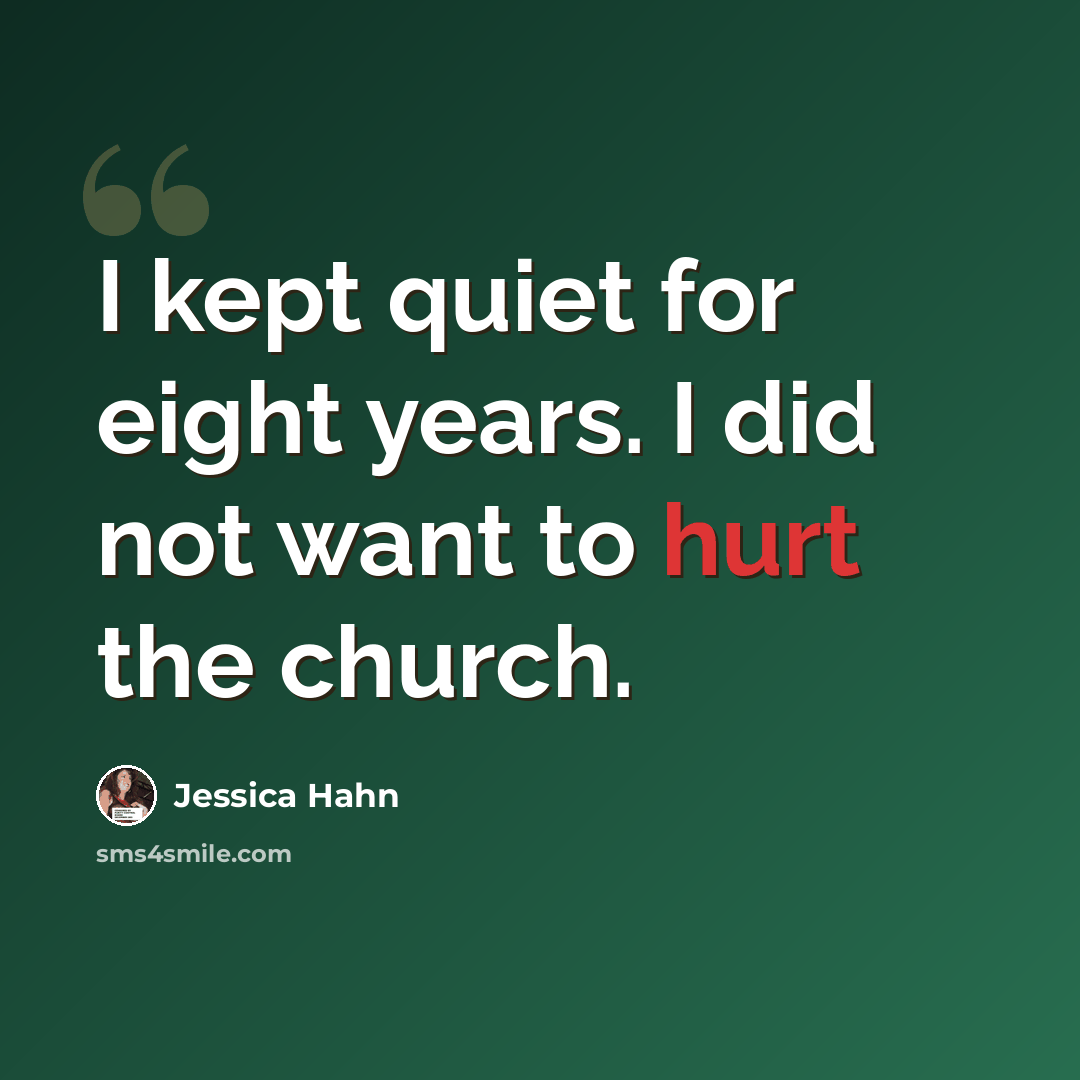 “I kept quiet for eight years. I did not want to hurt the church.” quote by Jessica Hahn