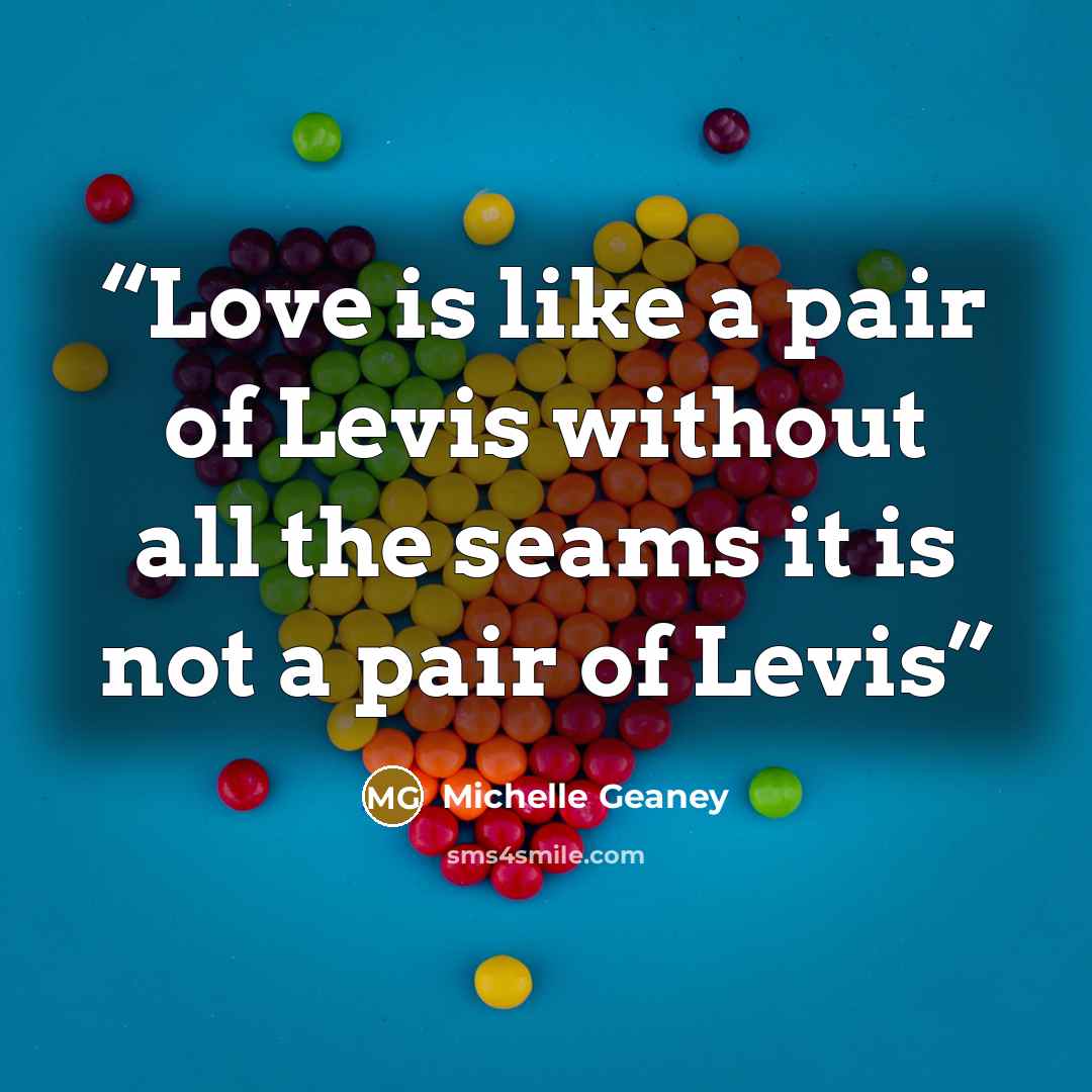 “Love is like a pair of Levis without all the seams it is not a pair of Levis” quote by Michelle Geaney