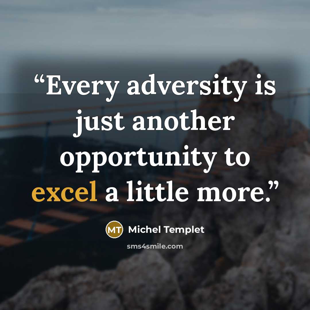 “Every adversity is just another opportunity to excel a little more.” quote by Michel Templet