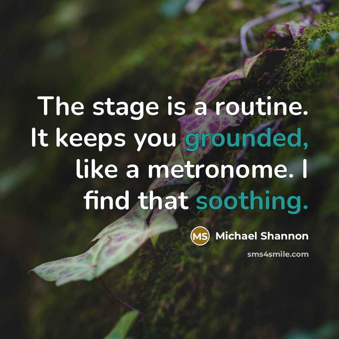 “The stage is a routine. It keeps you grounded, like a metronome. I find that soothing.” quote by Michael Shannon