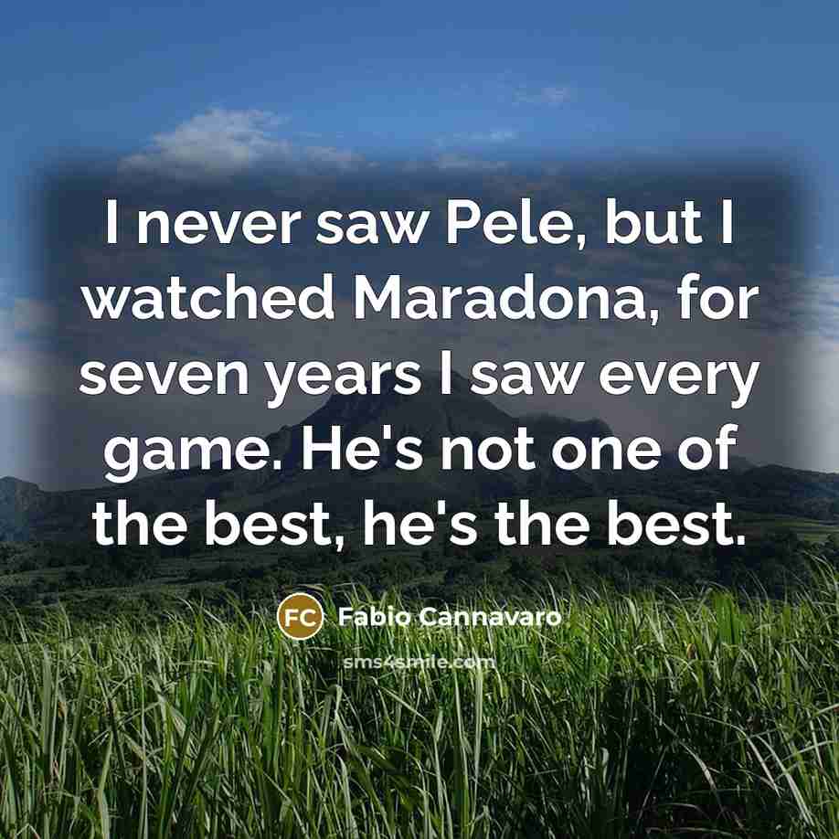 “I never saw Pele, but I watched Maradona, for seven years I saw every game. He's not one of the best, he's the best.” quote by Fabio Cannavaro