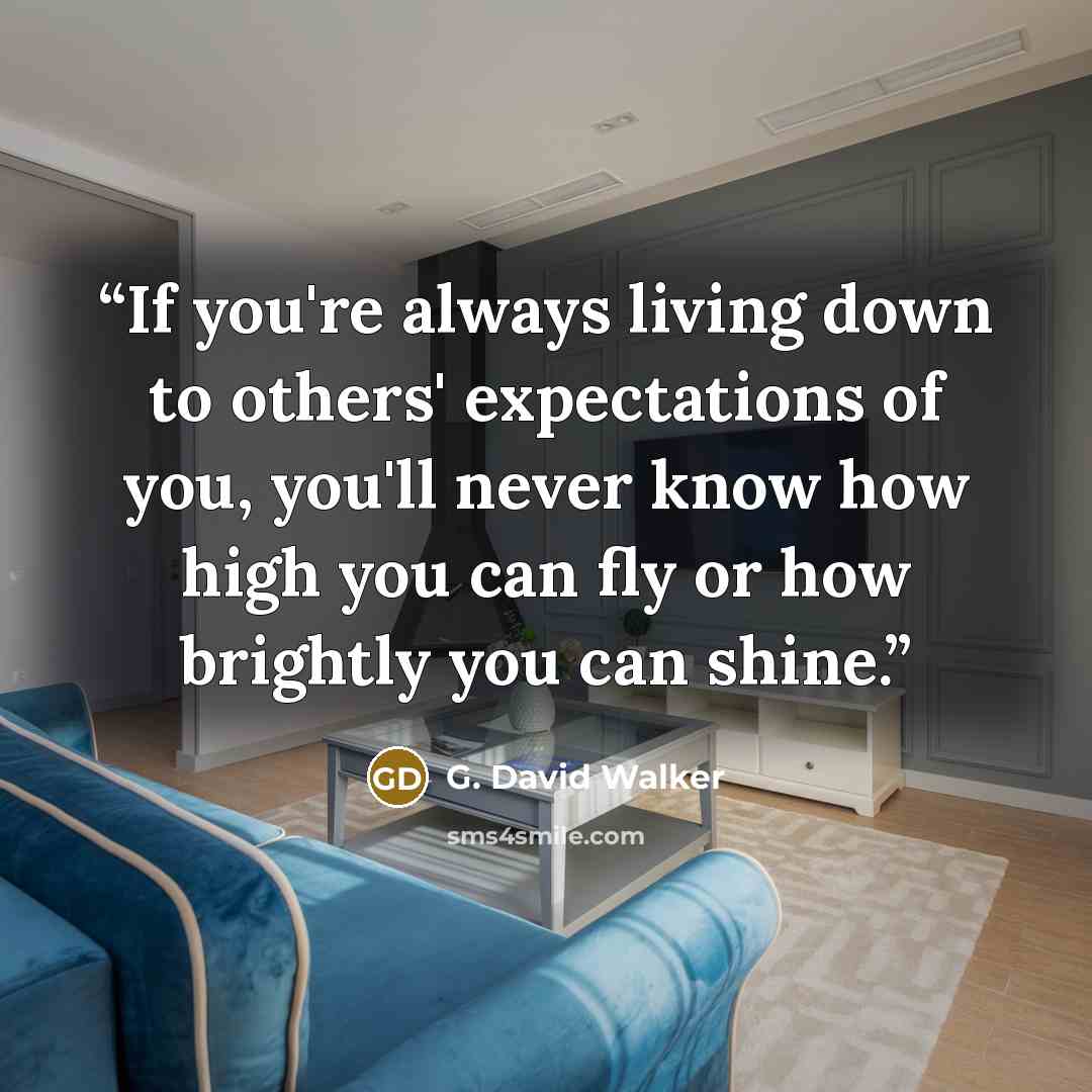 “If you're always living down to others' expectations of you, you'll never know how high you can fly or how brightly you can shine.” quote by G. David Walker