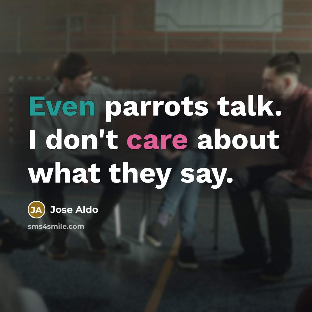 “Even parrots talk. I don't care about what they say.” quote by Jose Aldo