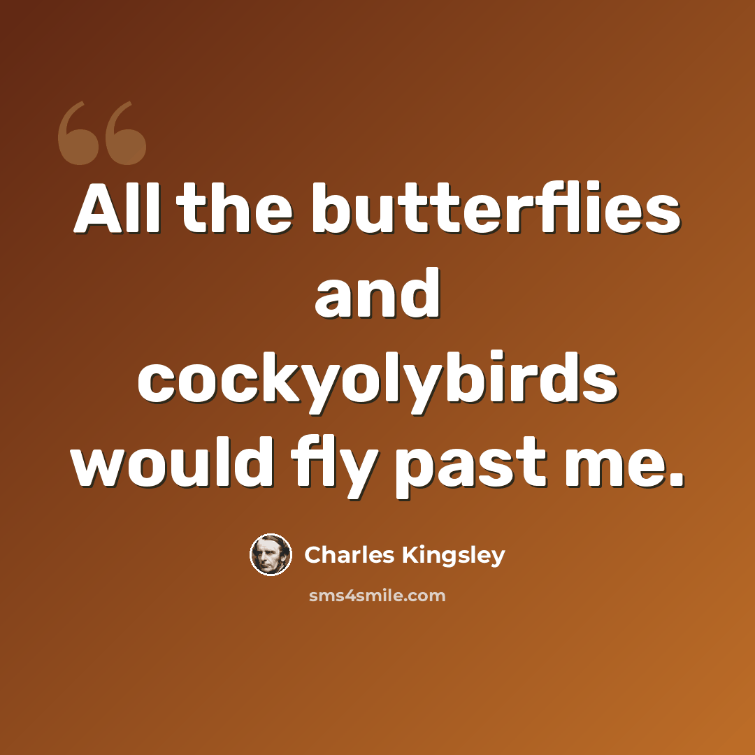 “All the butterflies and cockyolybirds would fly past me.” quote by Charles Kingsley