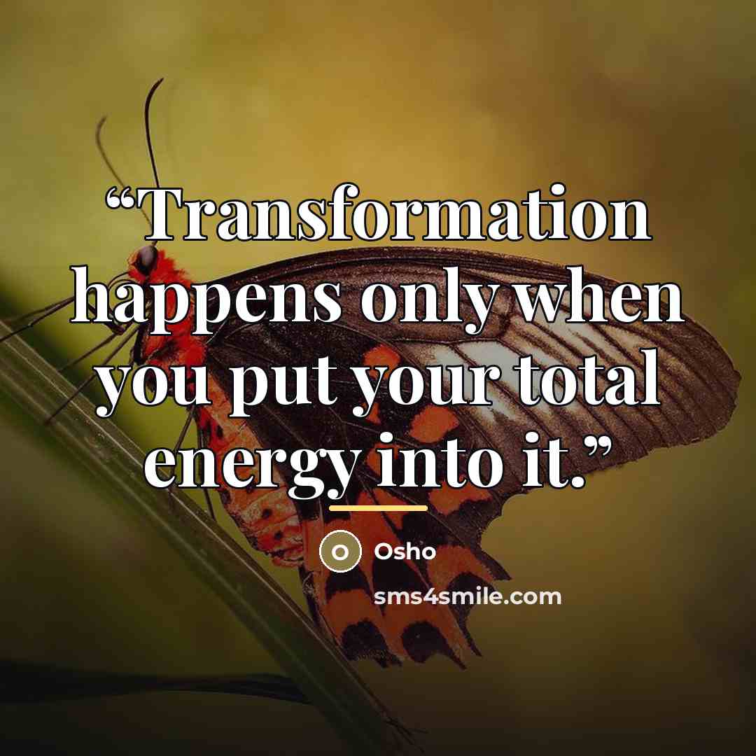 “Transformation happens only when you put your total energy into it.” quote by Osho
