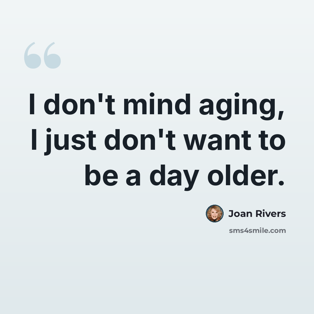 “I don't mind aging, I just don't want to be a day older.” quote by Joan Rivers