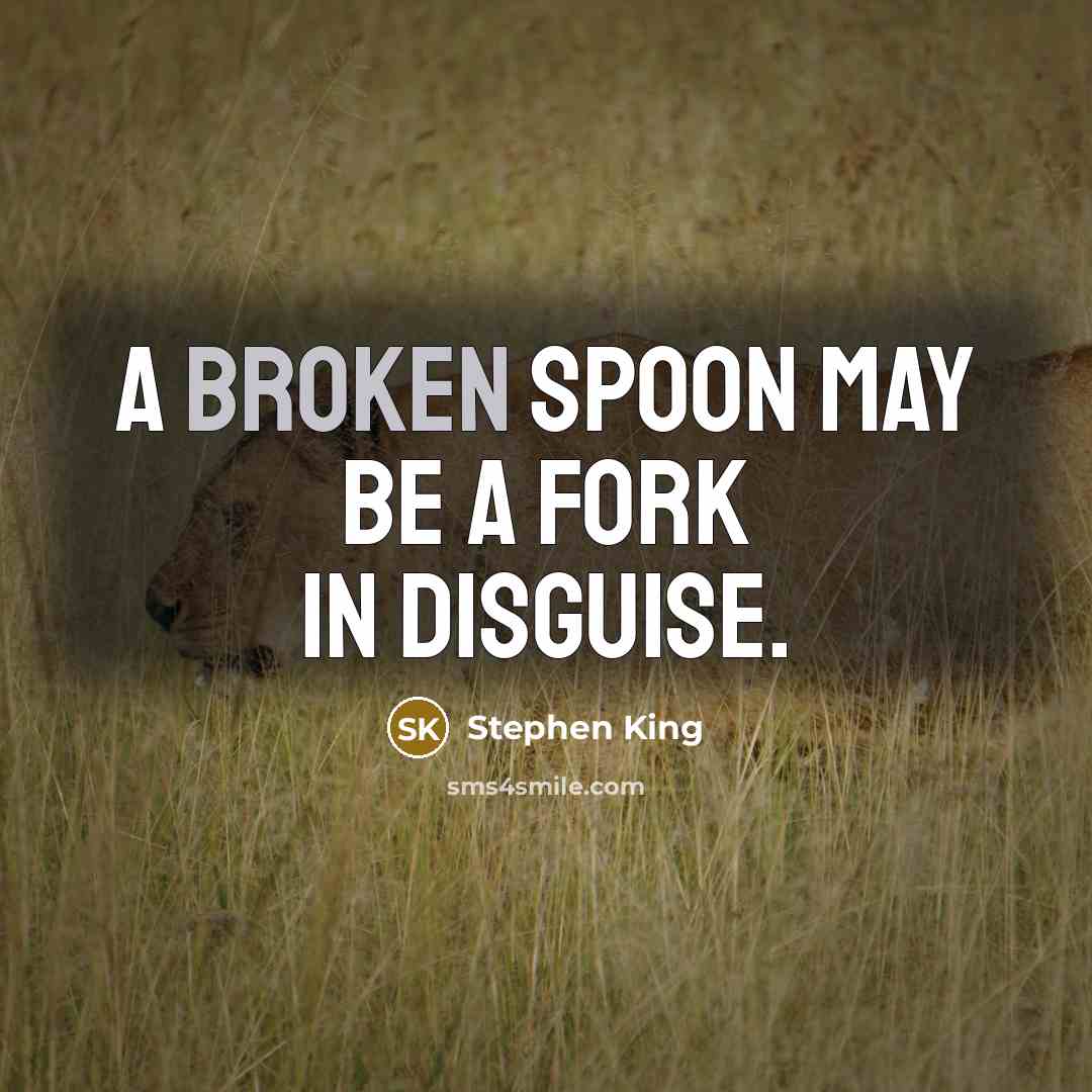 “A broken spoon may be a fork in disguise.” quote by Stephen King