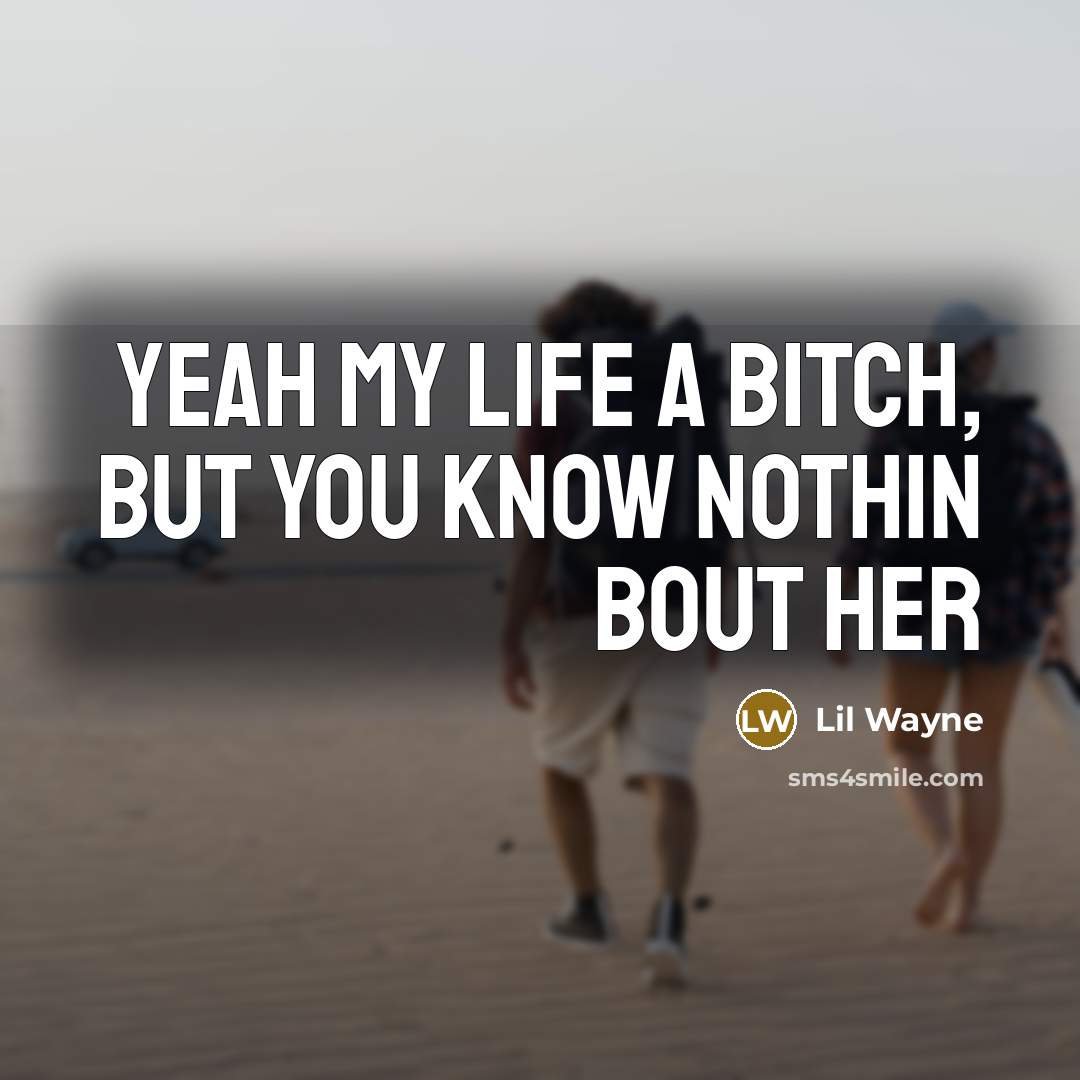 “Yeah my life a bitch, but you know nothin bout her” quote by Lil Wayne