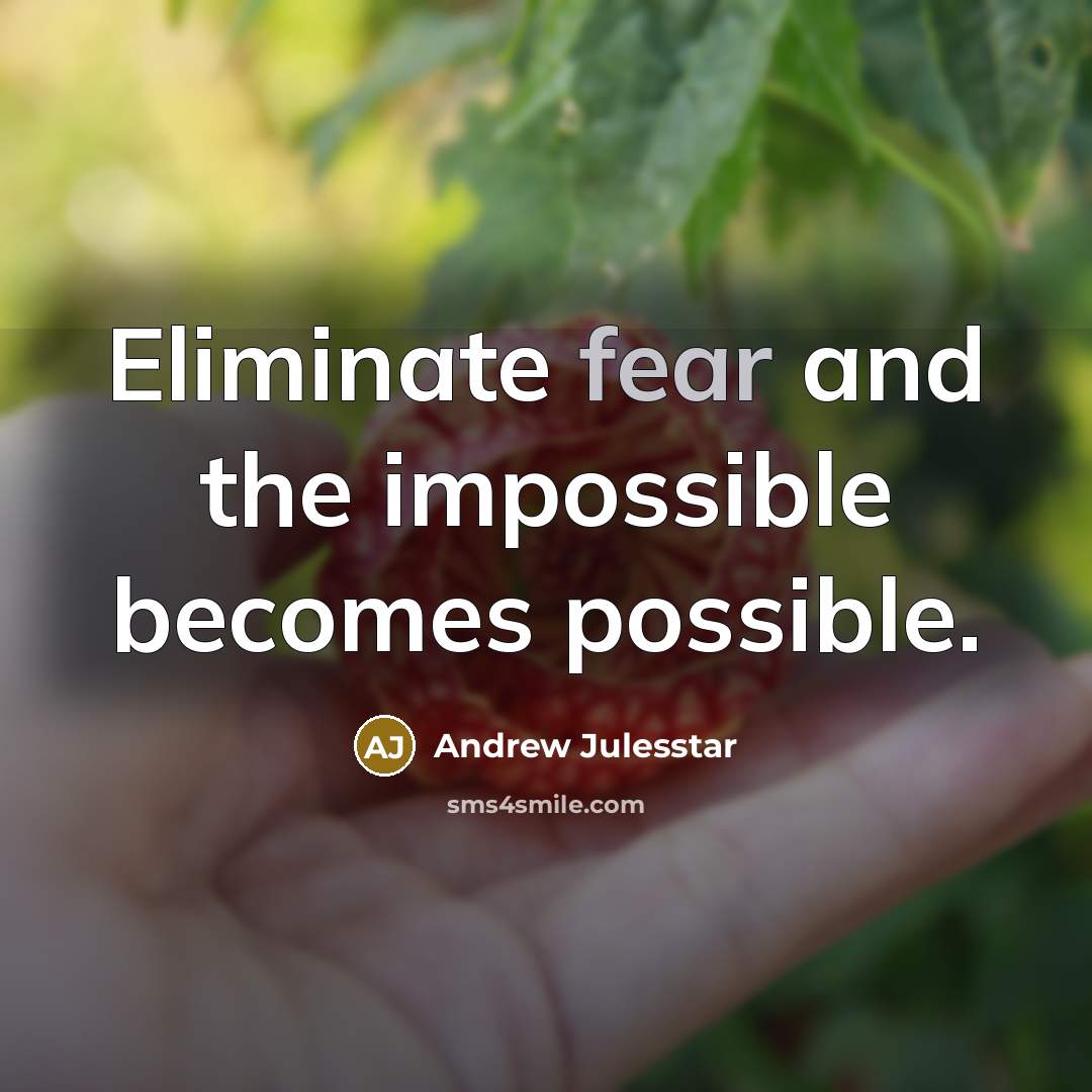 “Eliminate fear and the impossible becomes possible.” quote by Andrew Julesstar