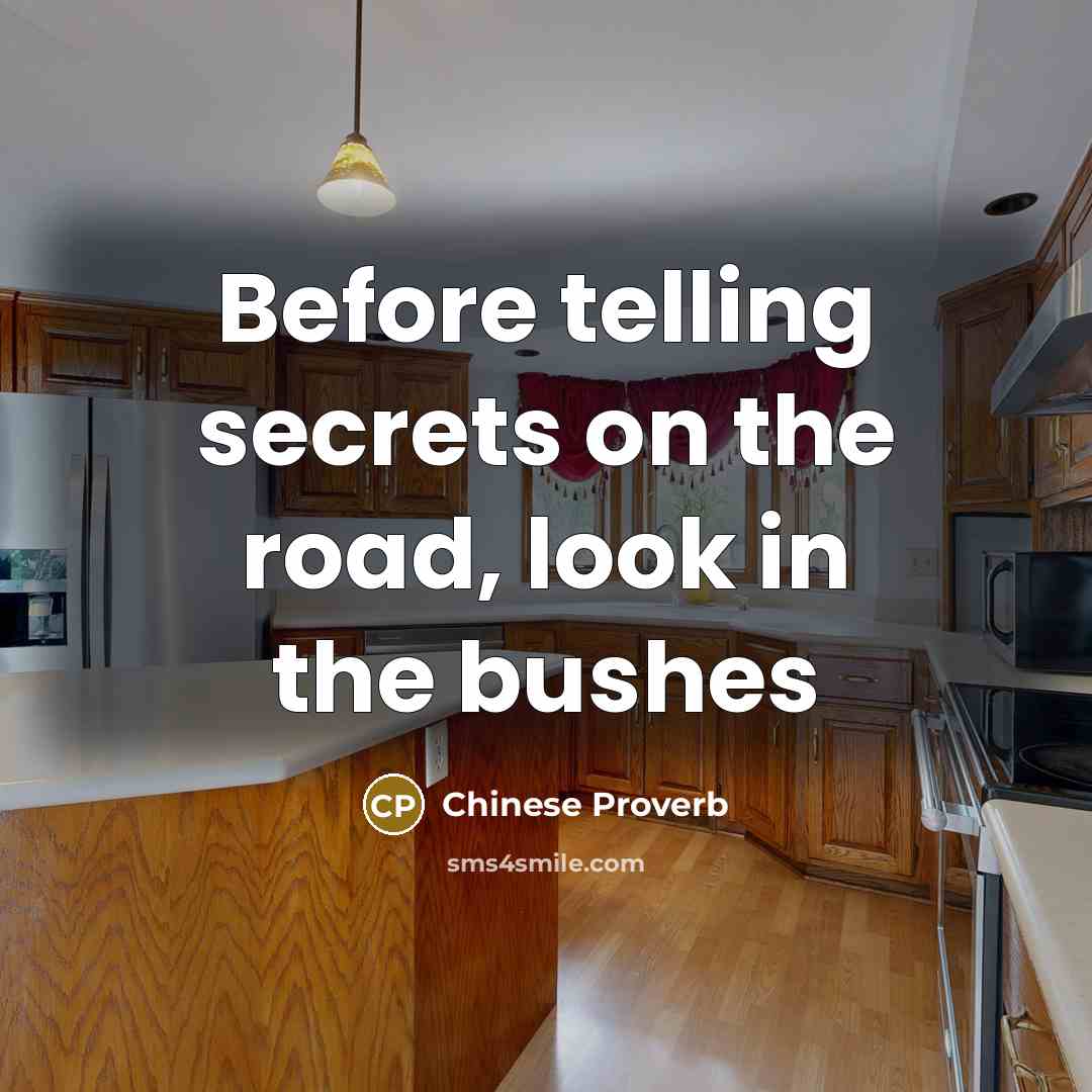 “Before telling secrets on the road, look in the bushes” quote by Chinese Proverb