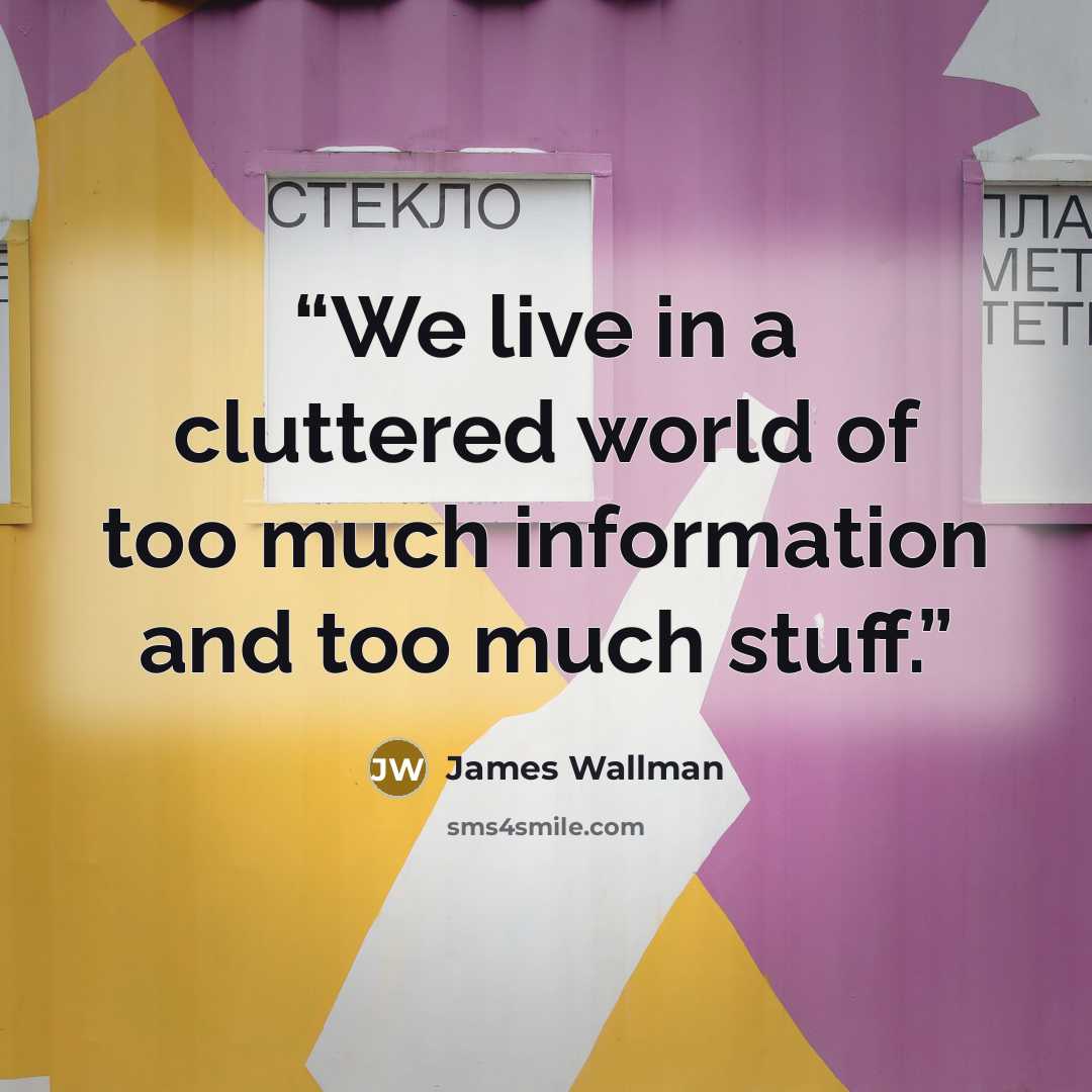 “We live in a cluttered world of too much information and too much stuff.” quote by James Wallman
