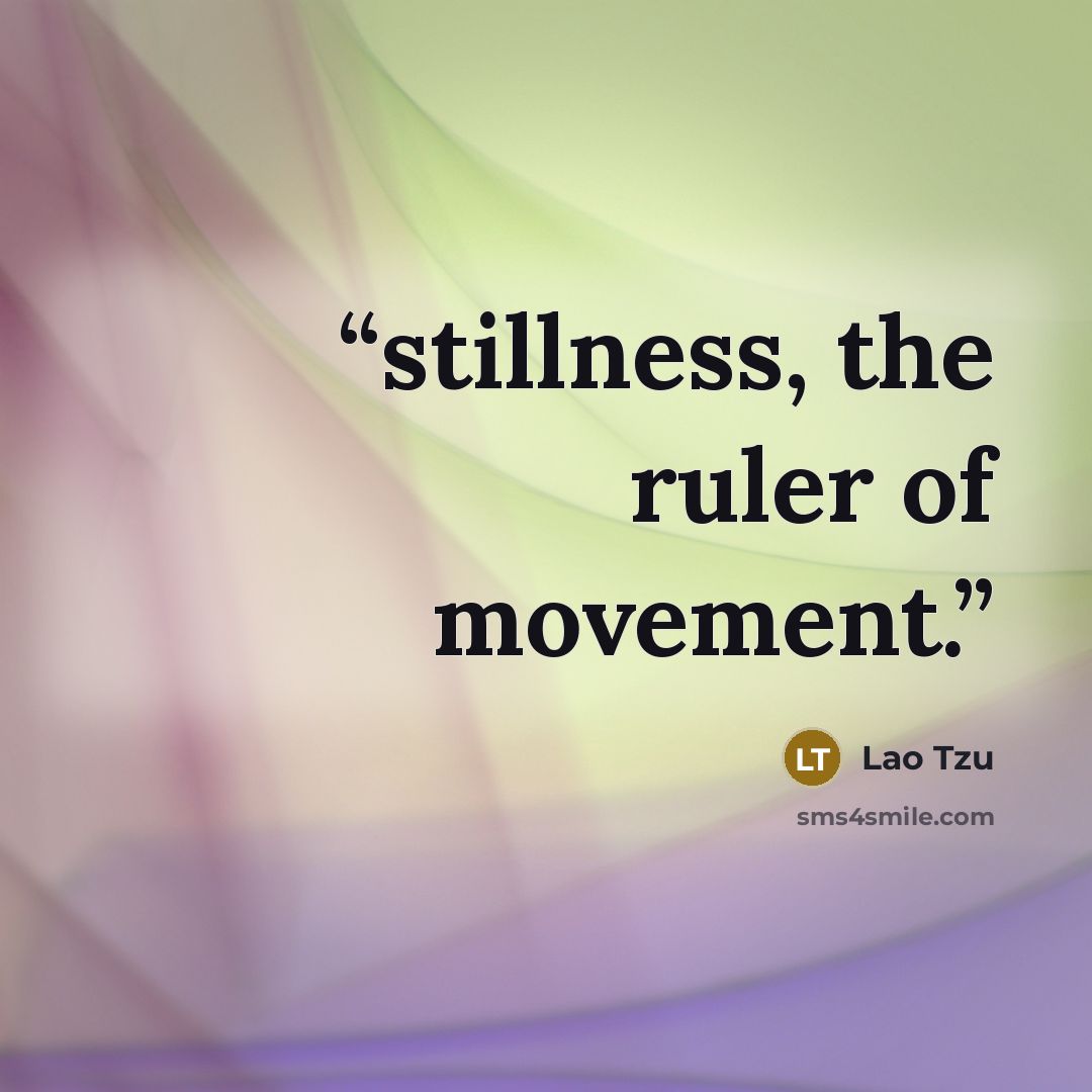 “stillness, the ruler of movement.” quote by Lao Tzu