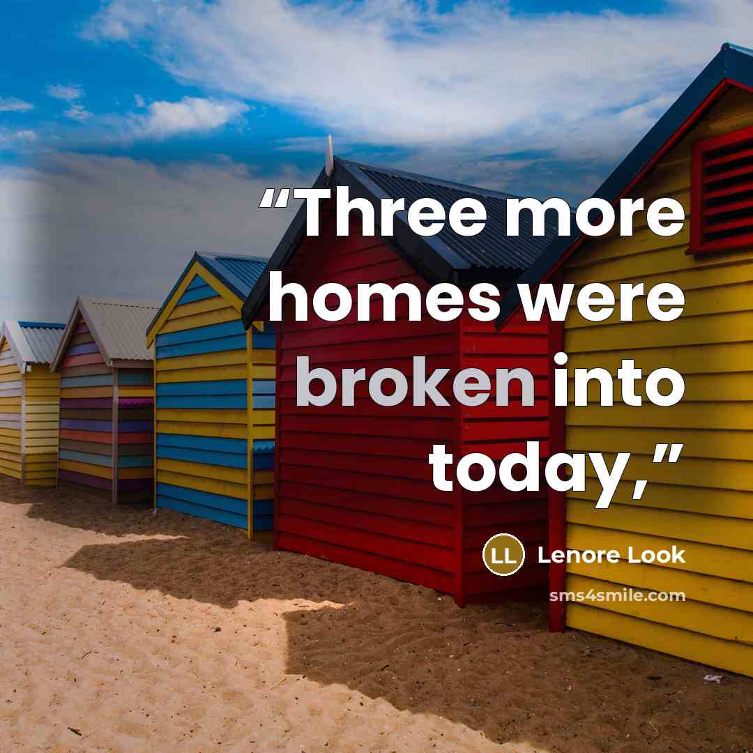 “Three more homes were broken into today,” quote by Lenore Look