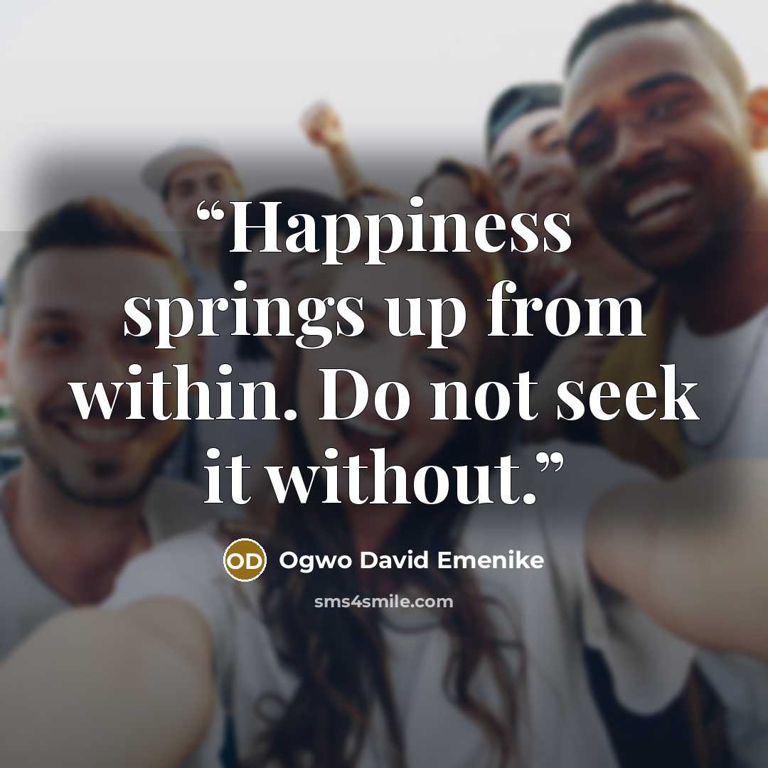 “Happiness springs up from within. Do not seek it without.” quote by Ogwo David Emenike