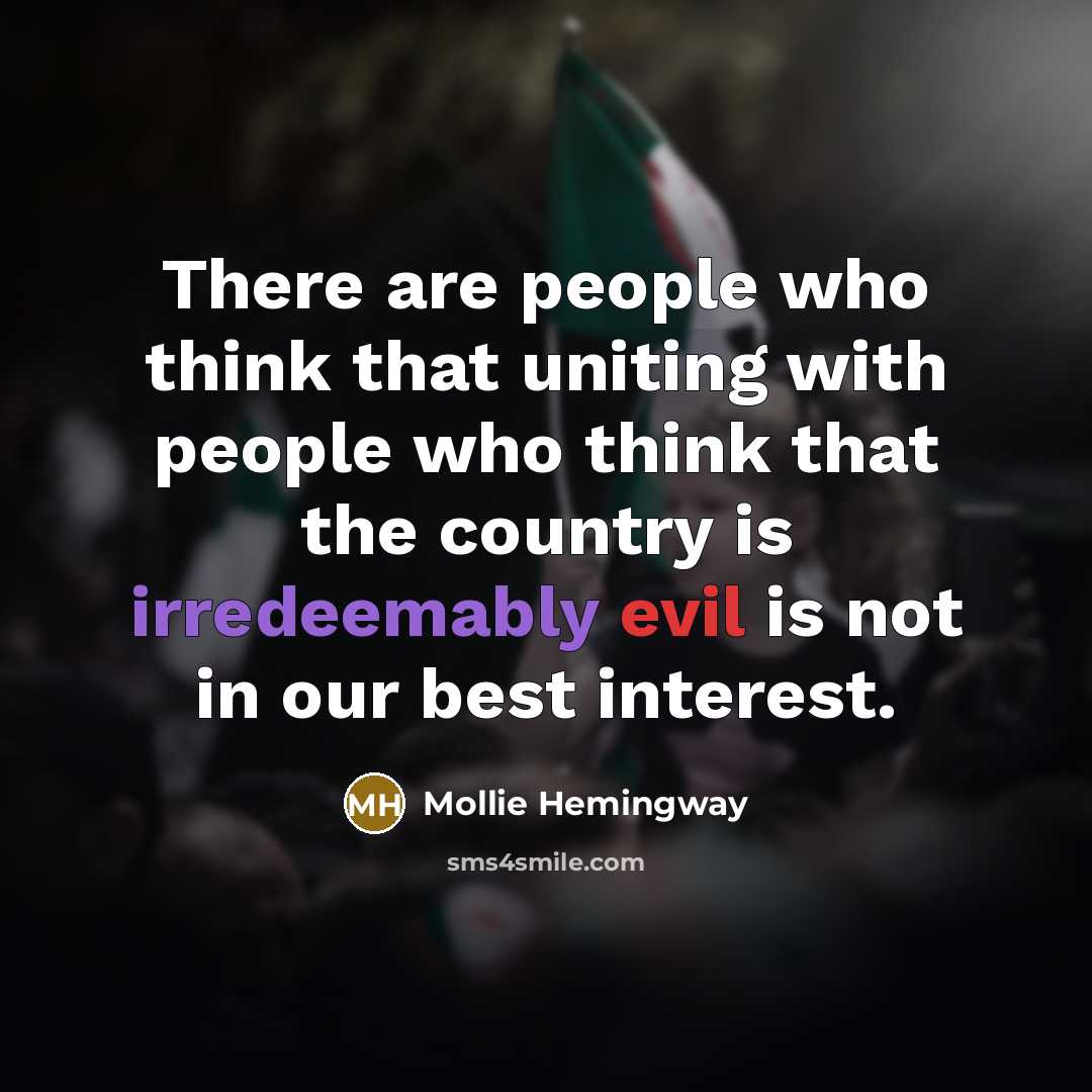 “There are people who think that uniting with people who think that the country is irredeemably evil is not in our best interest.” quote by Mollie Hemingway