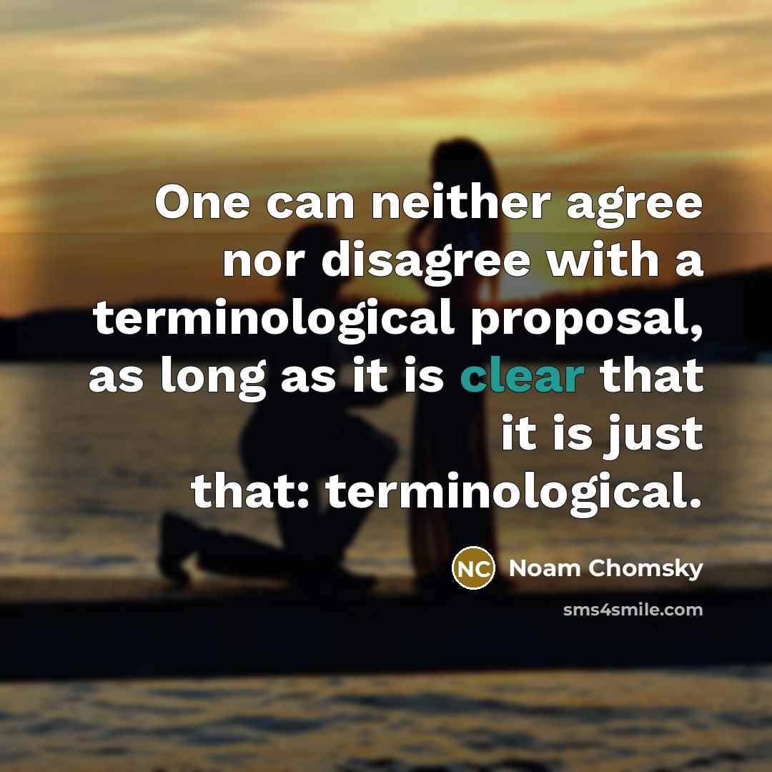 “One can neither agree nor disagree with a terminological proposal, as long as it is clear that it is just that: terminological.” quote by Noam Chomsky