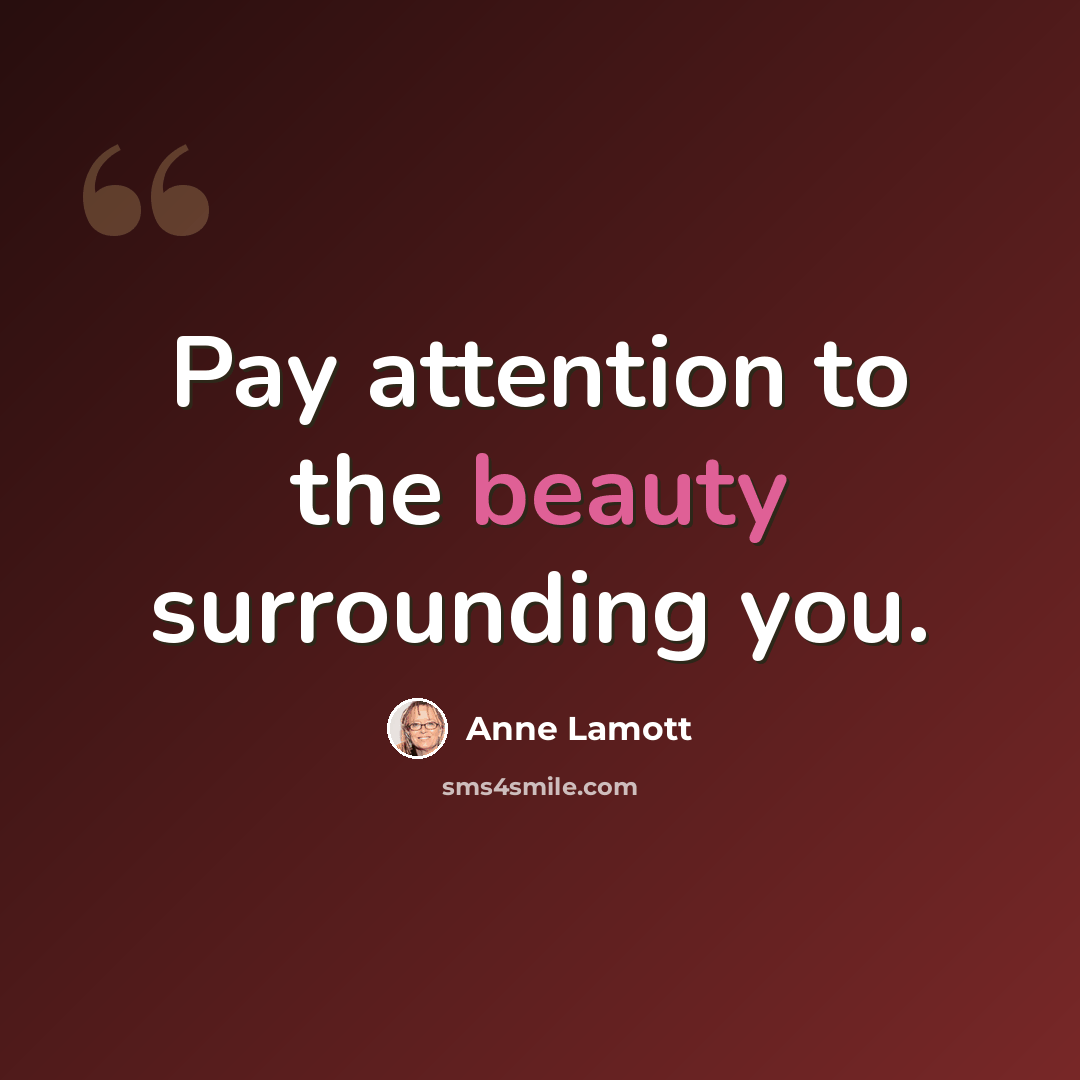 “Pay attention to the beauty surrounding you.” quote by Anne Lamott