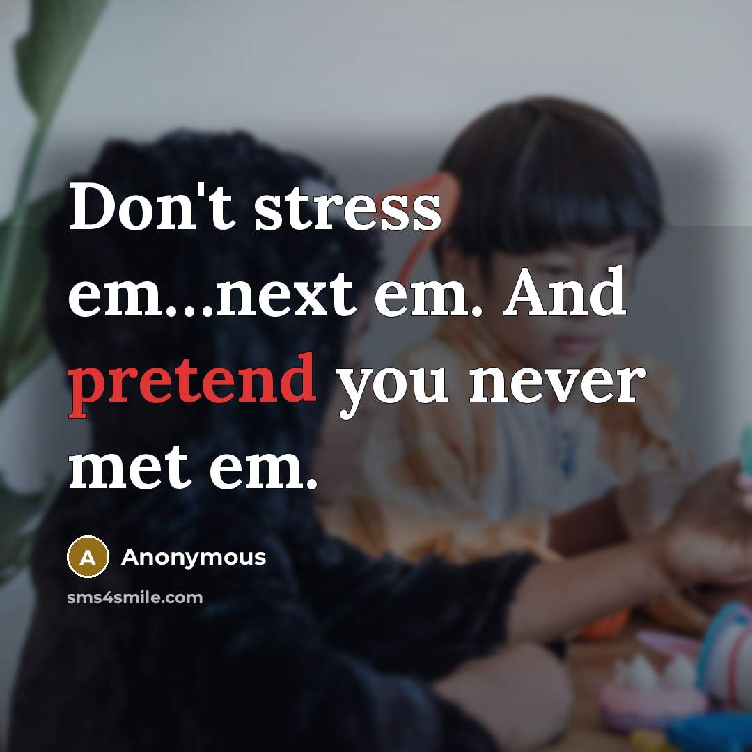 “Don't stress em…next em. And pretend you never met em.” quote by Anonymous