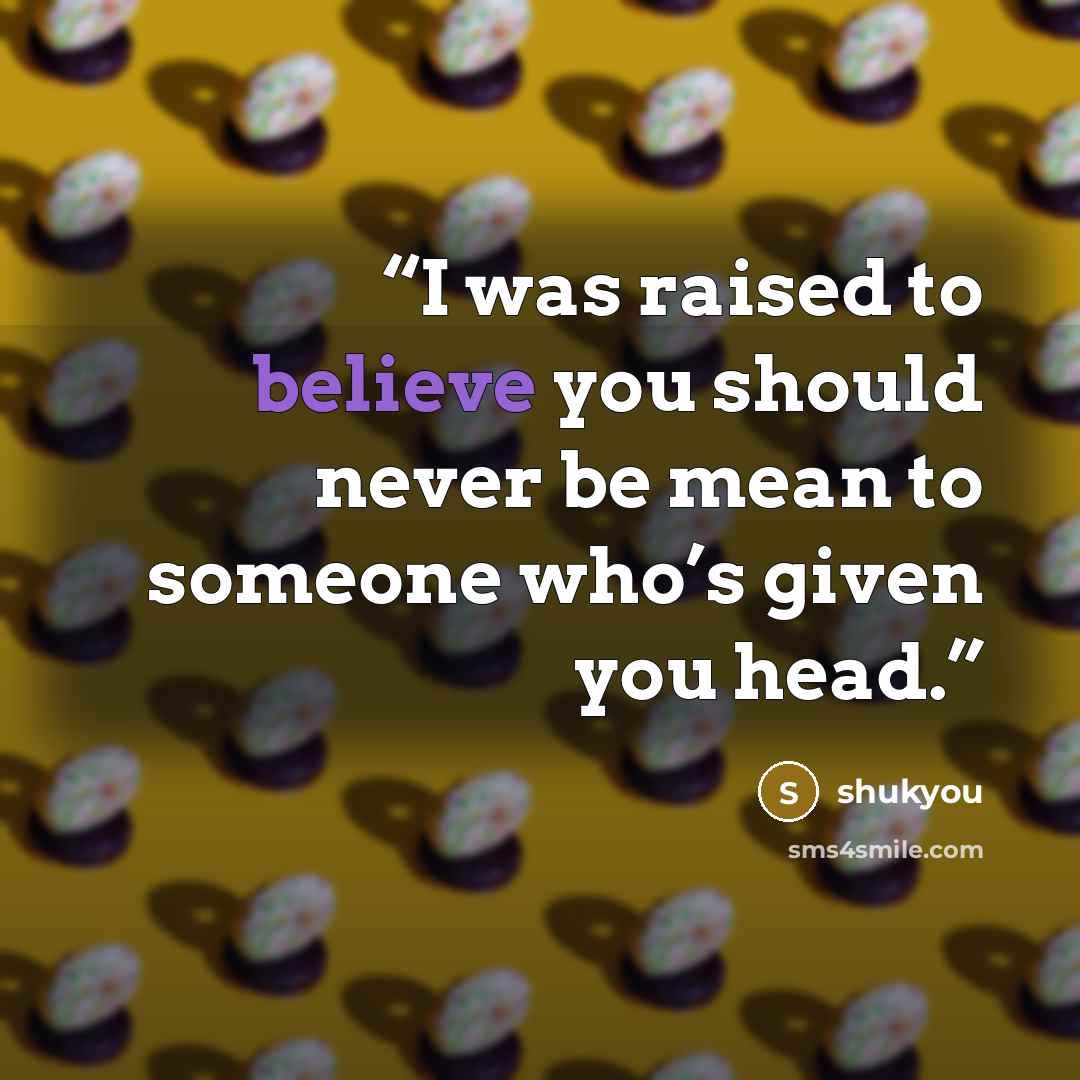 “I was raised to believe you should never be mean to someone who’s given you head.” quote by shukyou