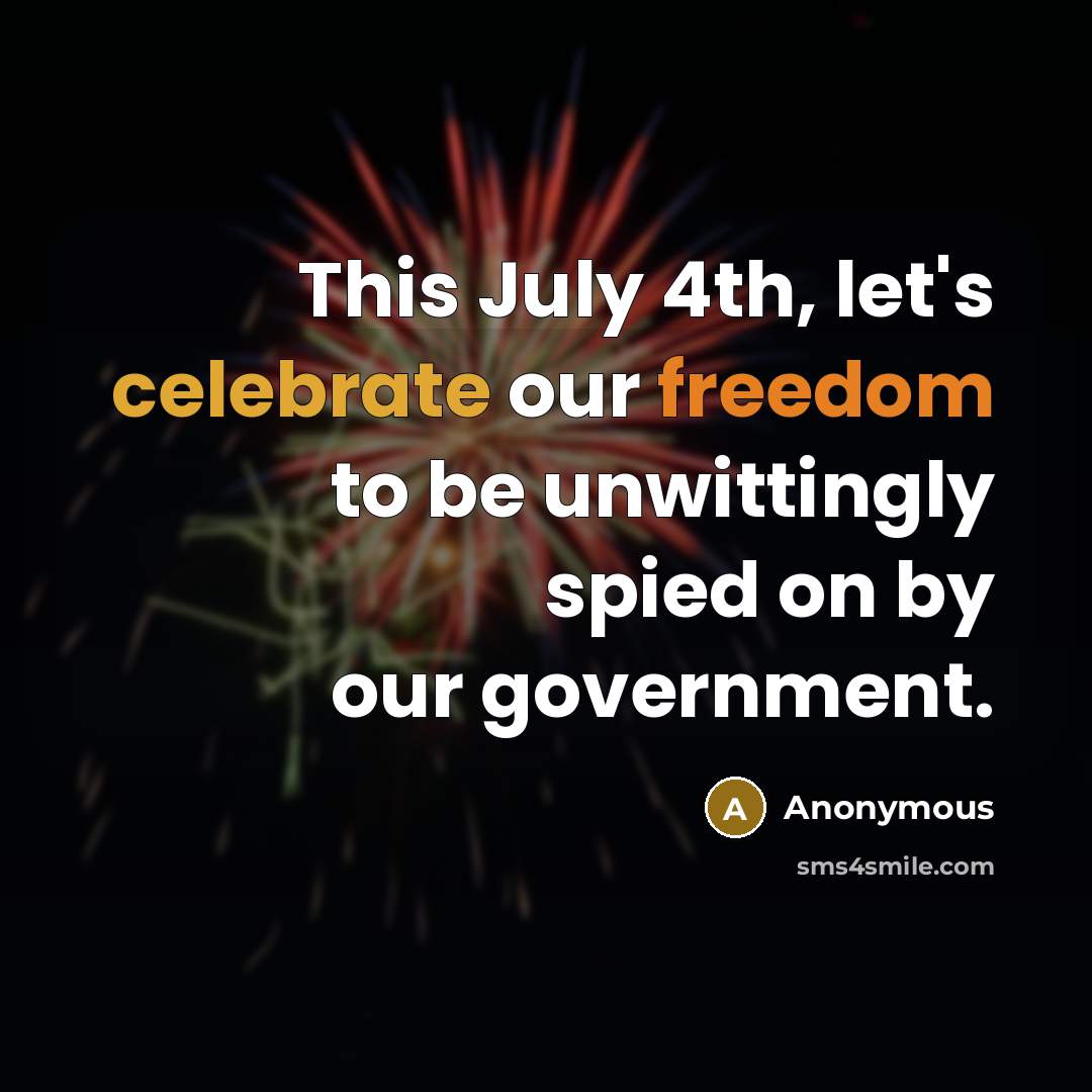 “This July 4th, let's celebrate our freedom to be unwittingly spied on by our government.” quote by Anonymous