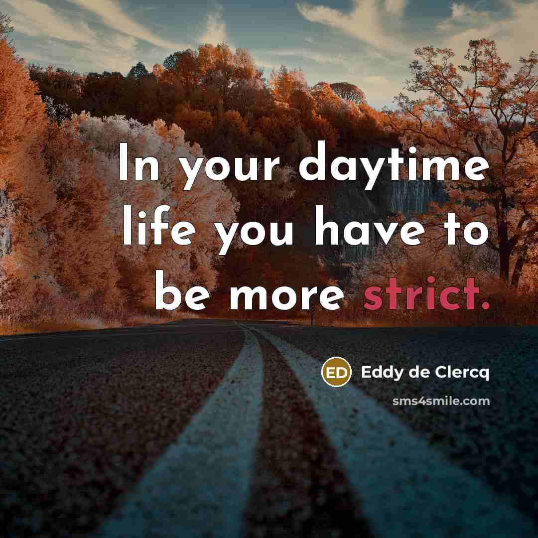 “In your daytime life you have to be more strict.” quote by Eddy de Clercq