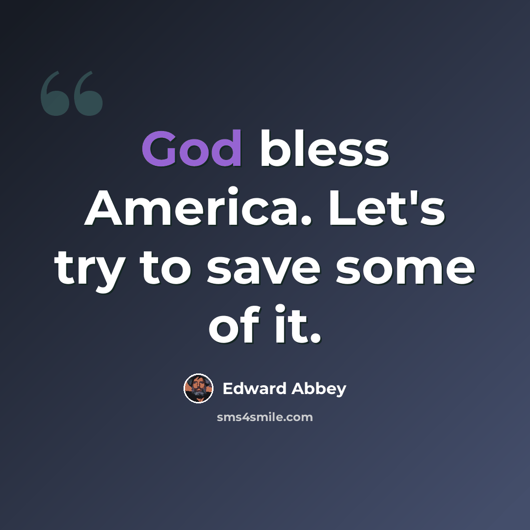 “God bless America. Let's try to save some of it.” quote by Edward Abbey