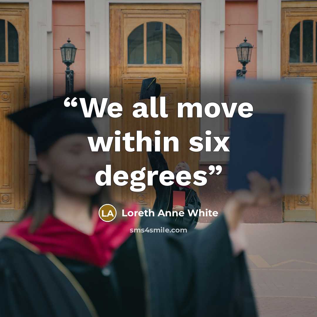 “We all move within six degrees” quote by Loreth Anne White