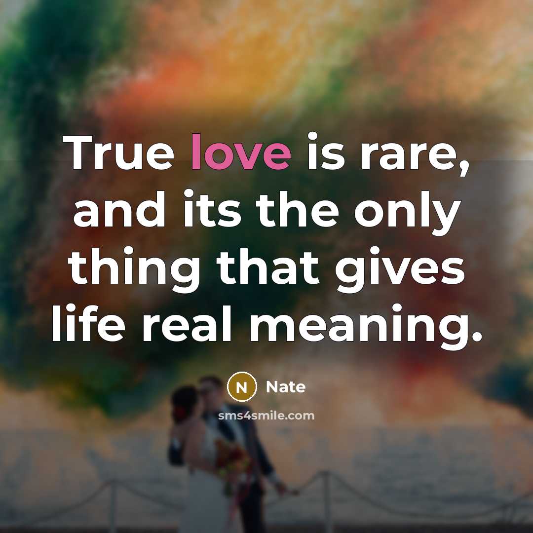 “True love is rare, and its the only thing that gives life real meaning.” quote by Nate
