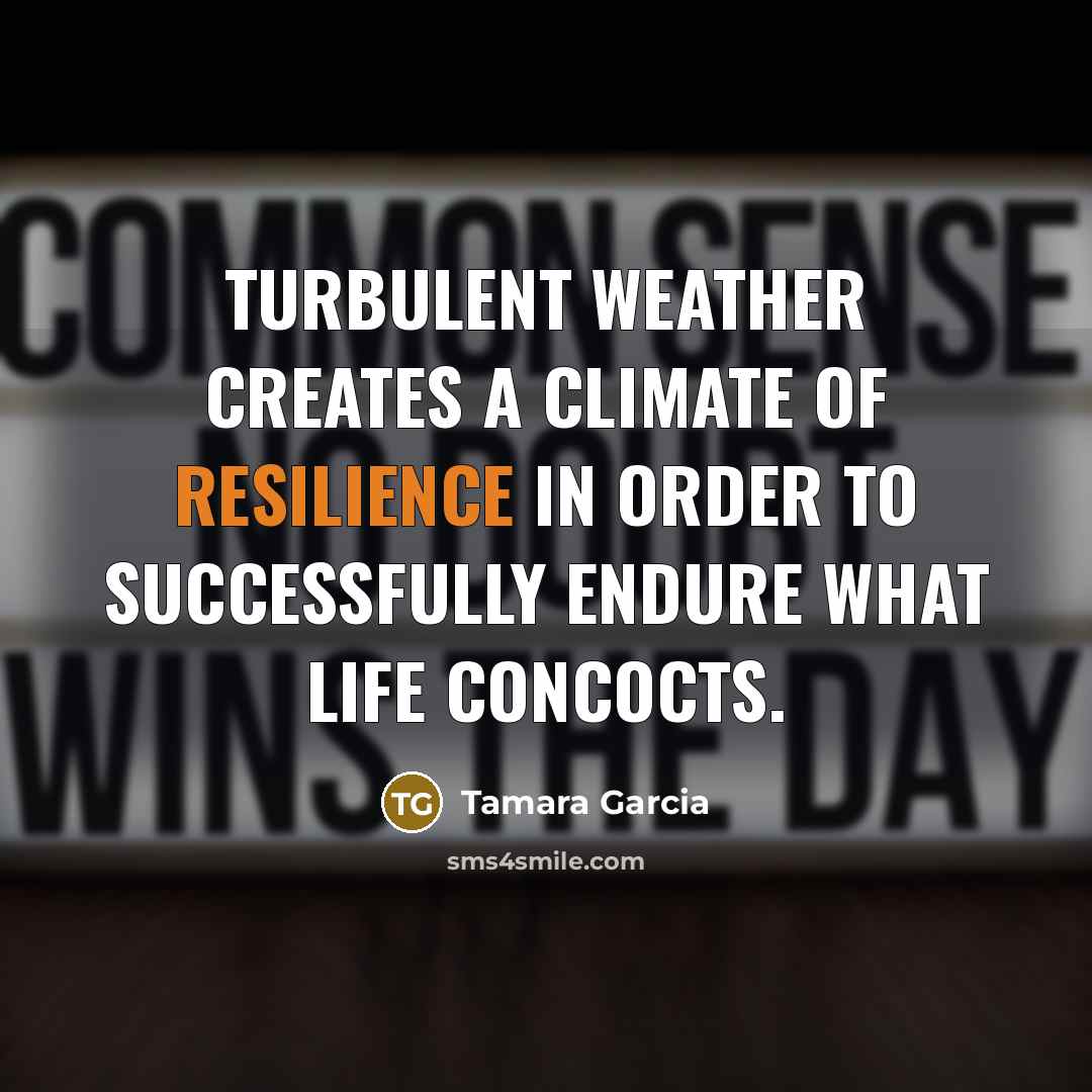 “Turbulent weather creates a climate of resilience in order to successfully endure what life concocts.” quote by Tamara Garcia