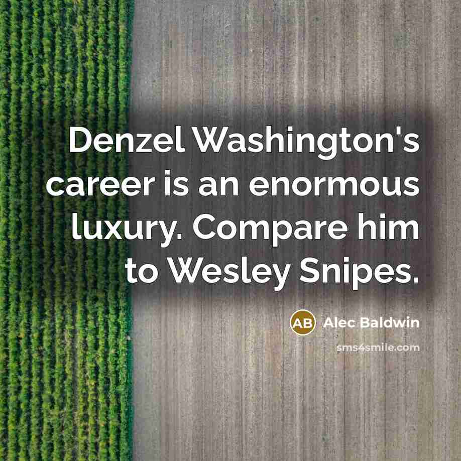 “Denzel Washington's career is an enormous luxury. Compare him to Wesley Snipes.” quote by Alec Baldwin