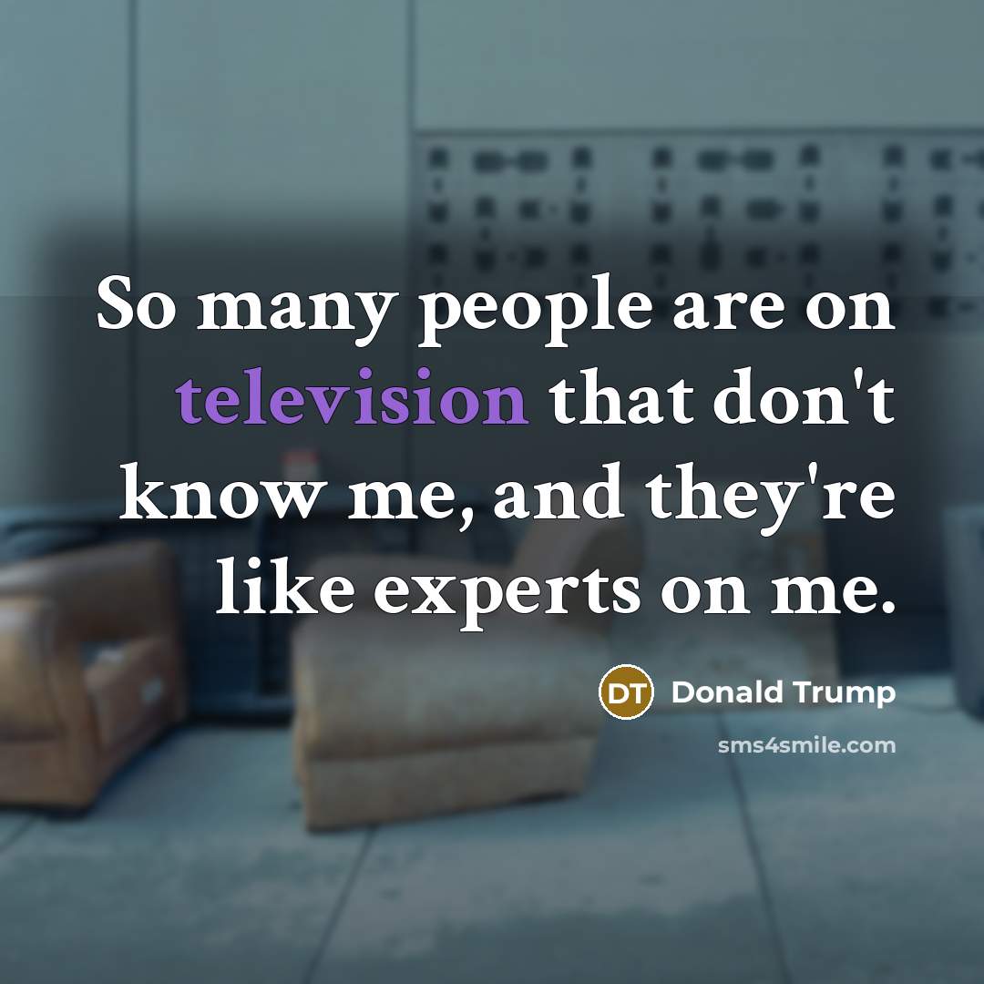 “So many people are on television that don't know me, and they're like experts on me.” quote by Donald Trump