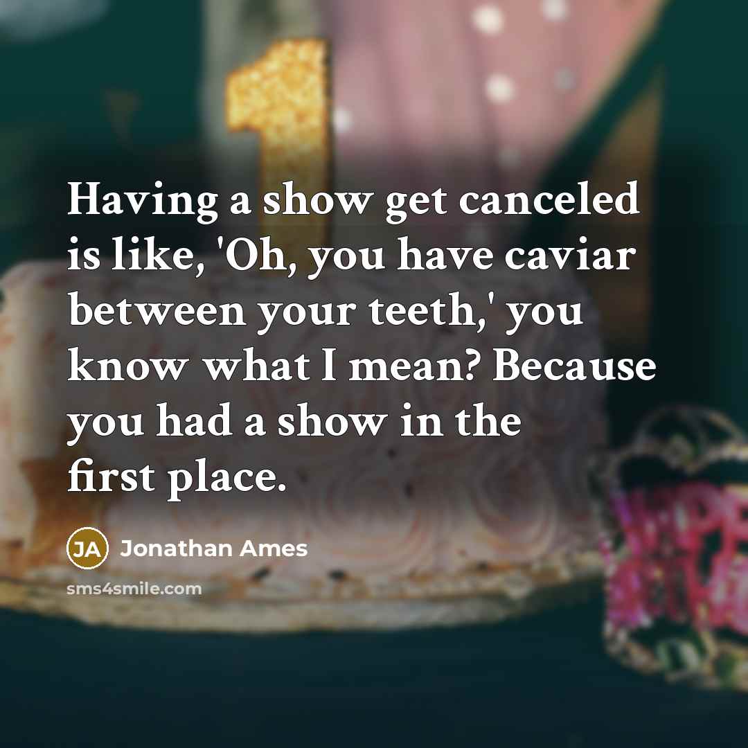 “Having a show get canceled is like, 'Oh, you have caviar between your teeth,' you know what I mean? Because you had a show in the first place.” quote by Jonathan Ames