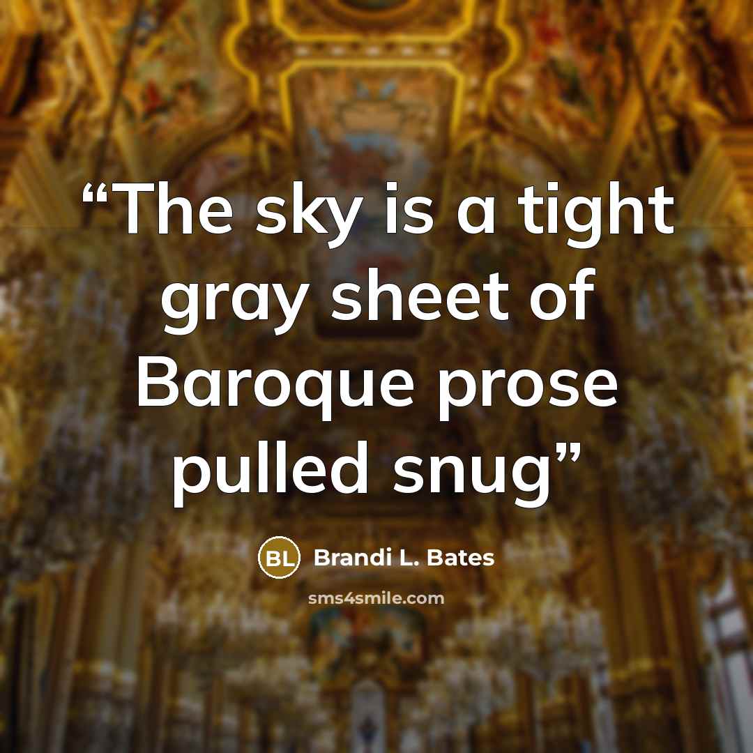 “The sky is a tight gray sheet of Baroque prose pulled snug” quote by Brandi L. Bates