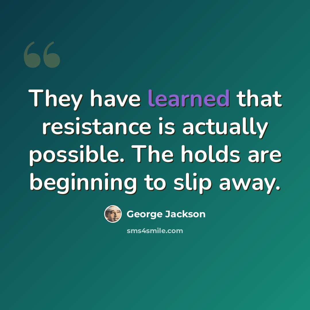 “They have learned that resistance is actually possible. The holds are beginning to slip away.” quote by George Jackson