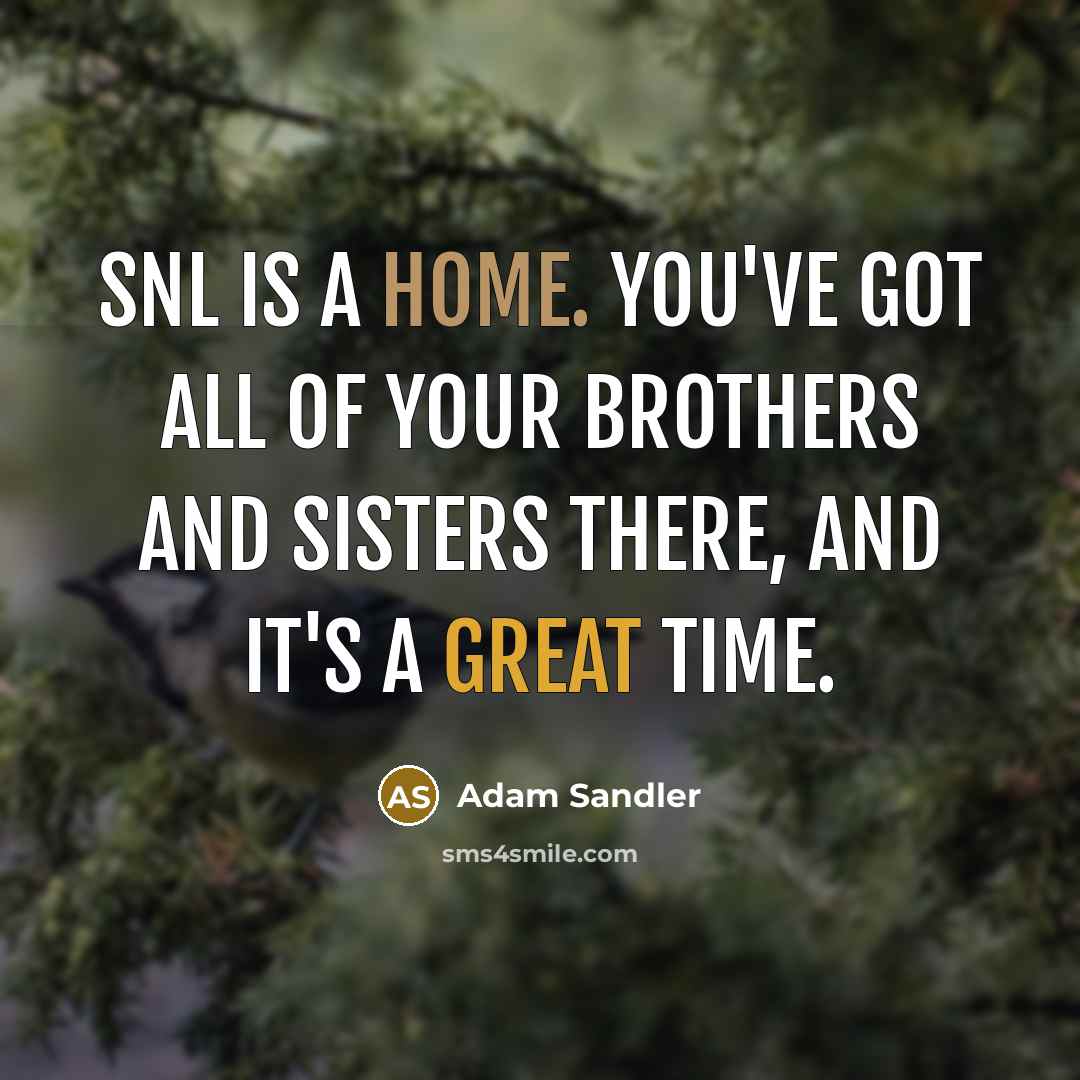 “SNL is a home. You've got all of your brothers…” quote by Adam Sandler