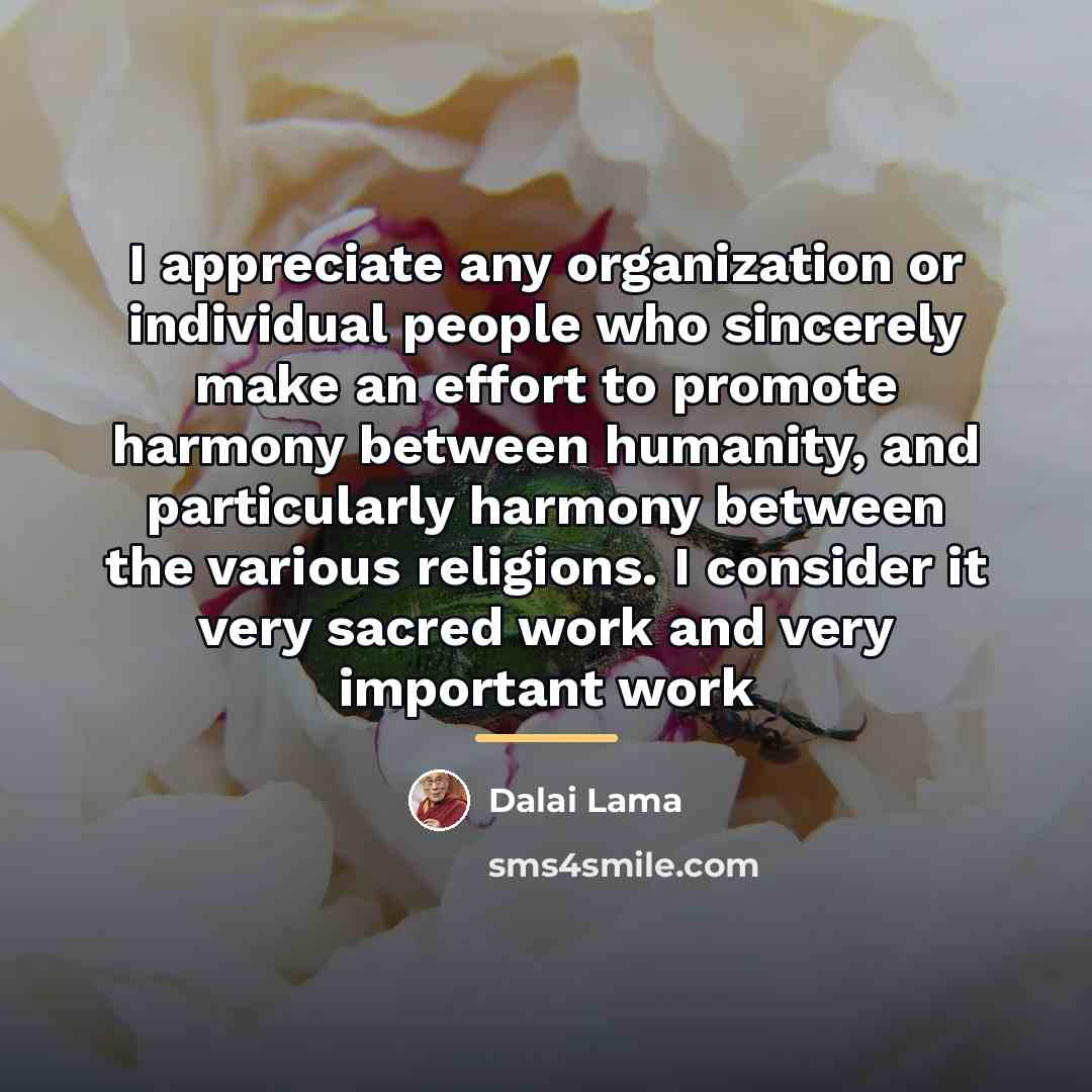 “I appreciate any organization or individual people who sincerely make…” quote by Dalai Lama