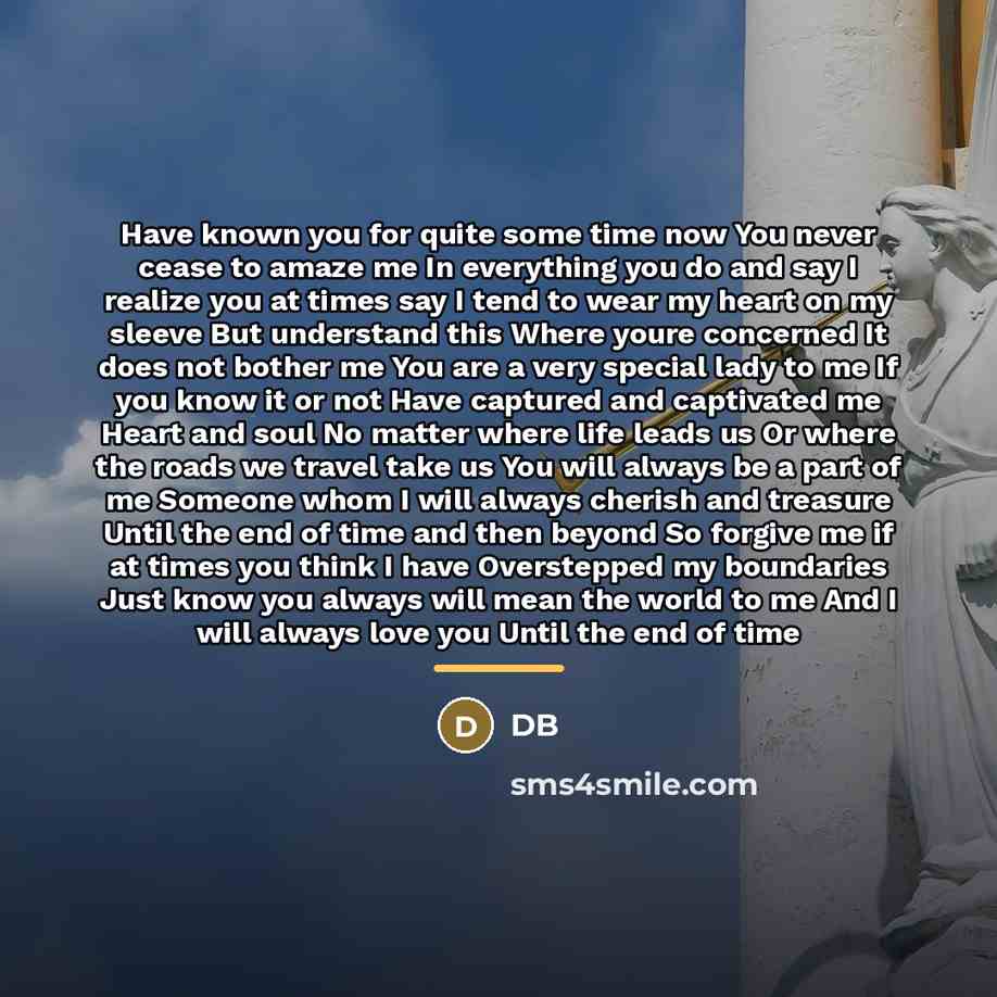 “Have known you for quite some time now You never…” quote by DB