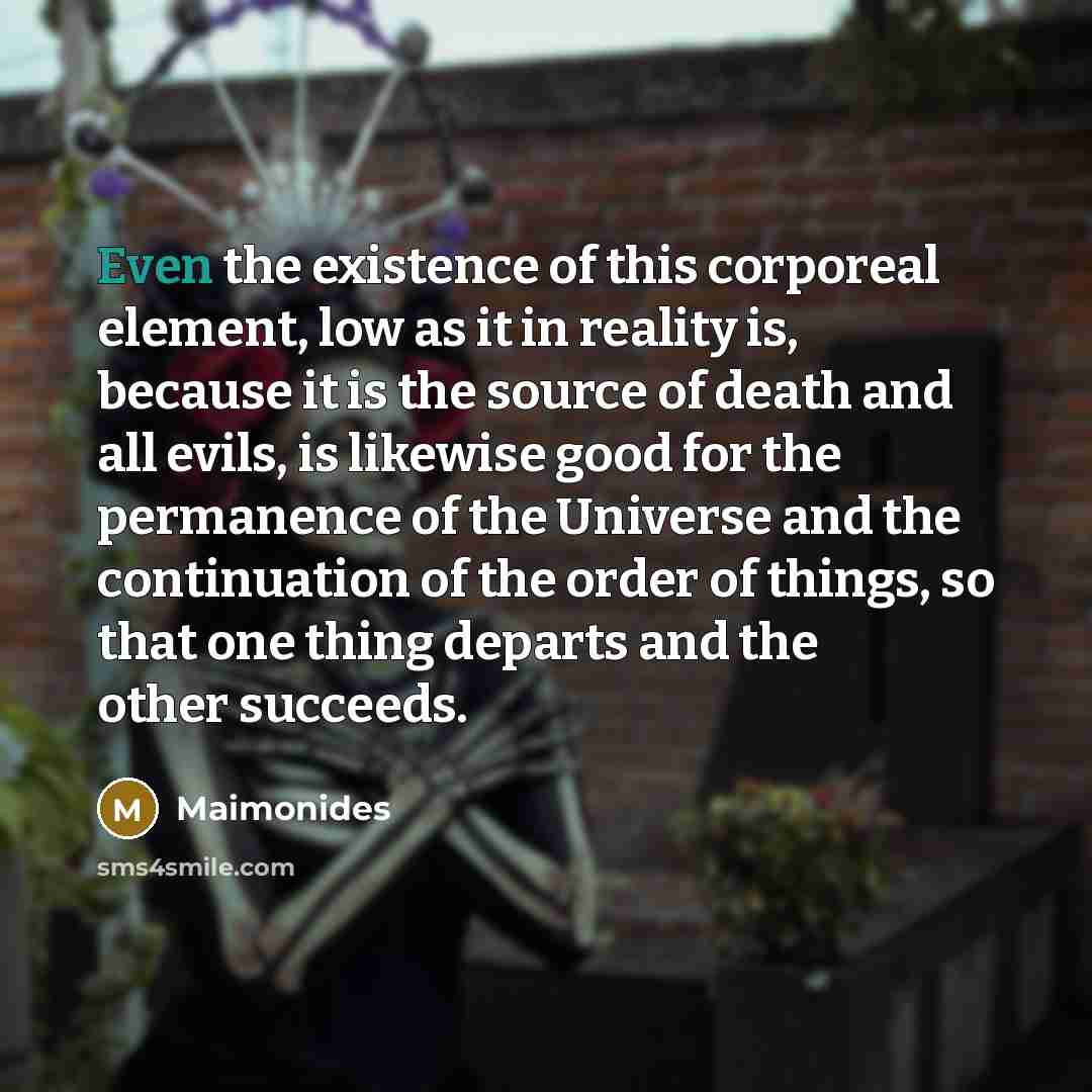 “Even the existence of this corporeal element, low as it…” quote by Maimonides
