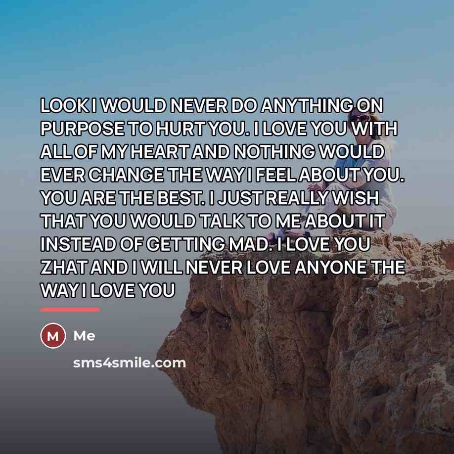 “LOOK I WOULD NEVER DO ANYTHING ON PURPOSE TO HURT…” quote by ME
