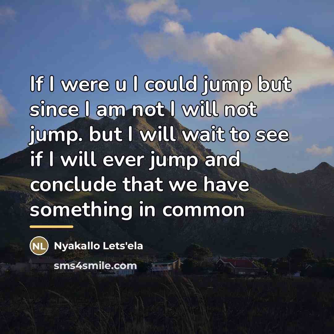 “If I were u I could jump but since I…” quote by Nyakallo Lets'ela