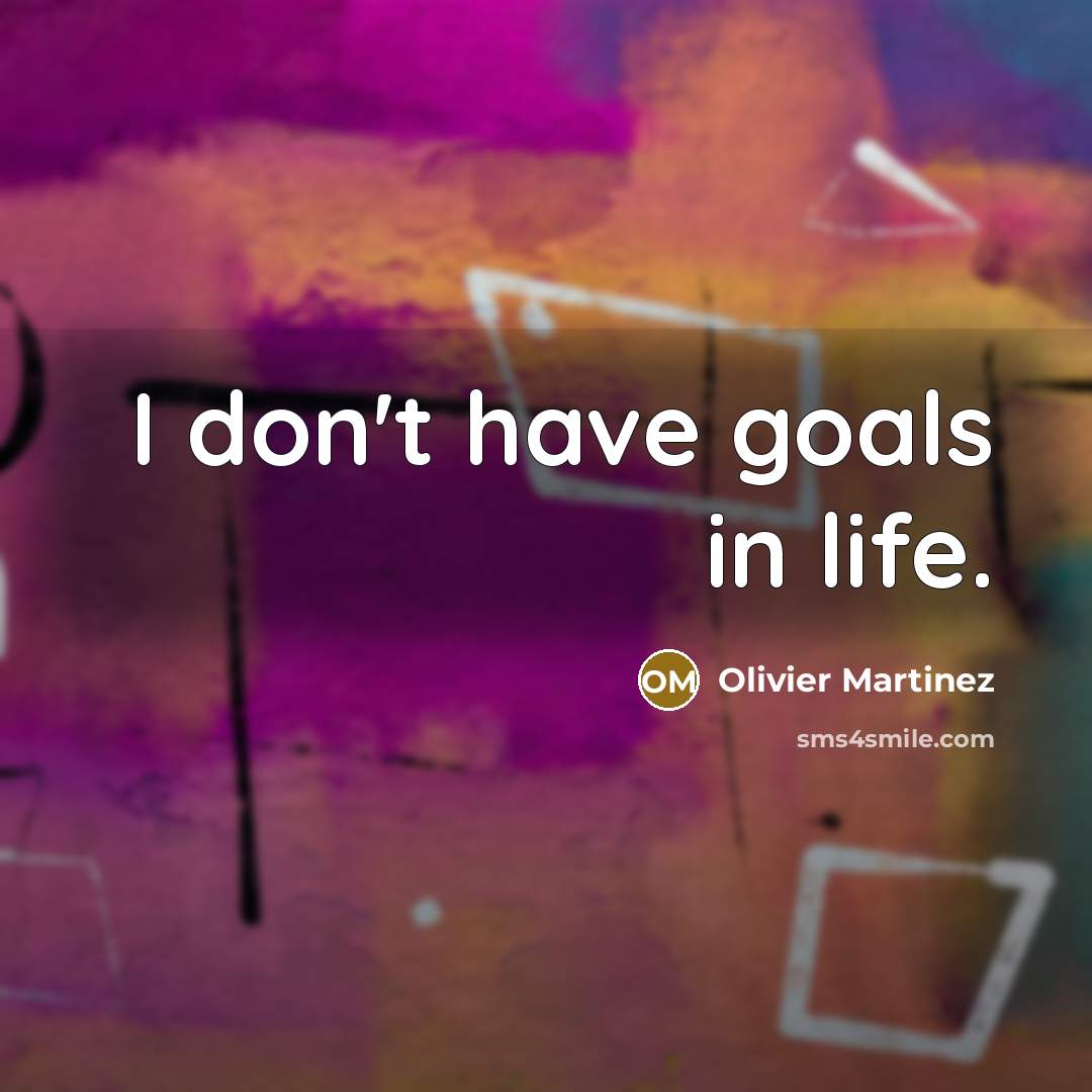 “I don't have goals in life.…” quote by Olivier Martinez