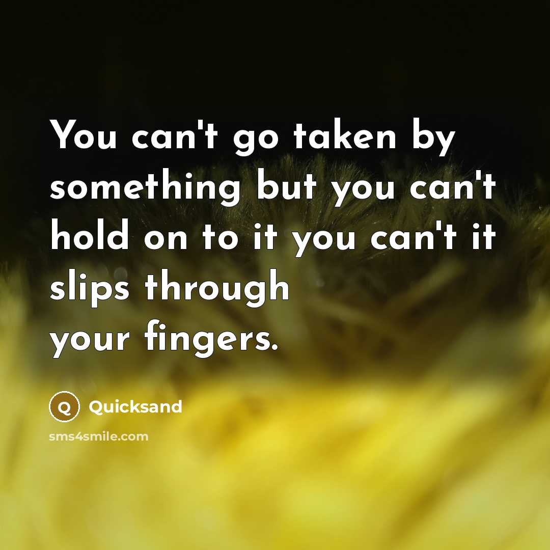 “You can't go taken by something but you can't hold…” quote by Quicksand